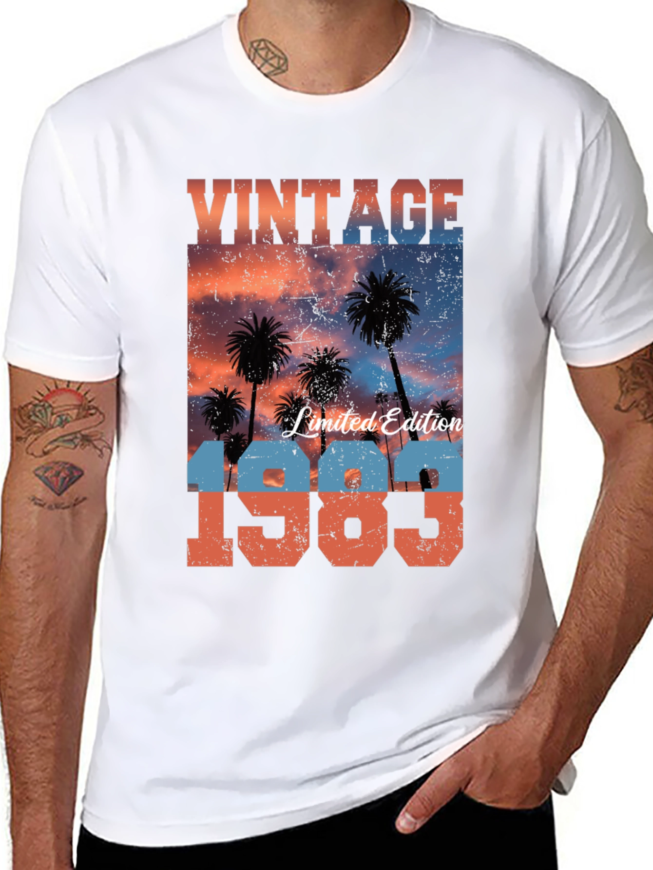Black Vintage 1983 Palm Sunset T-Shirt view 8