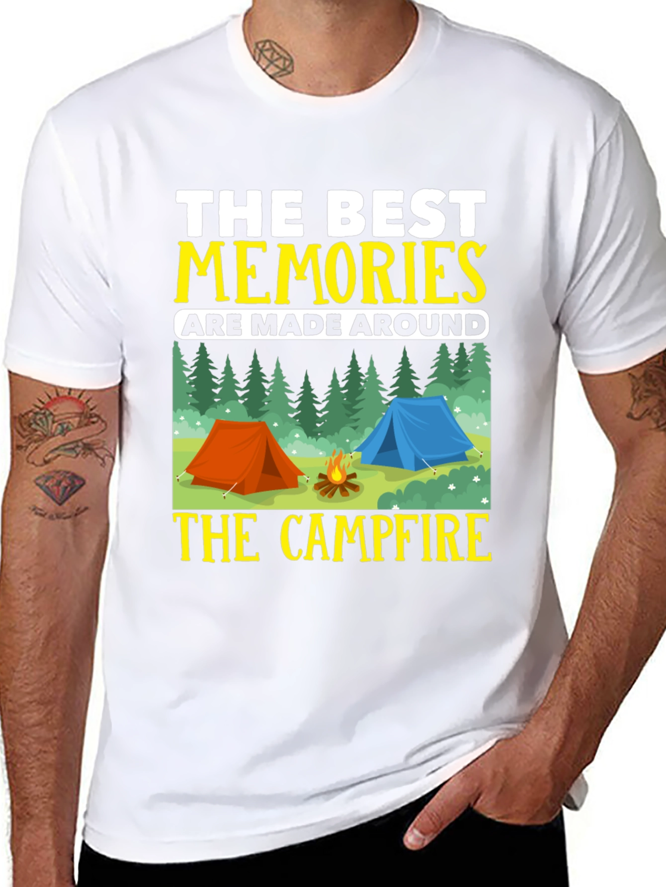 Black Camping Memories T-Shirt - Campfire Design view 8