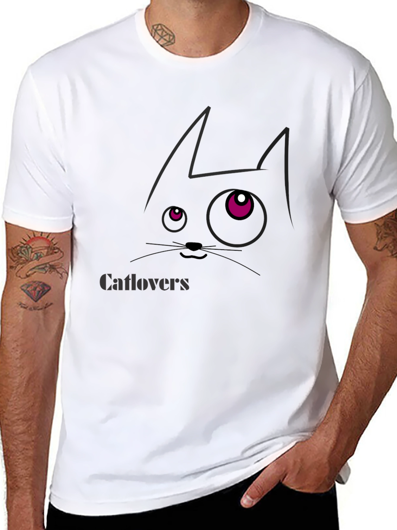 Black Catlovers Graphic Print Black T-Shirt view 8