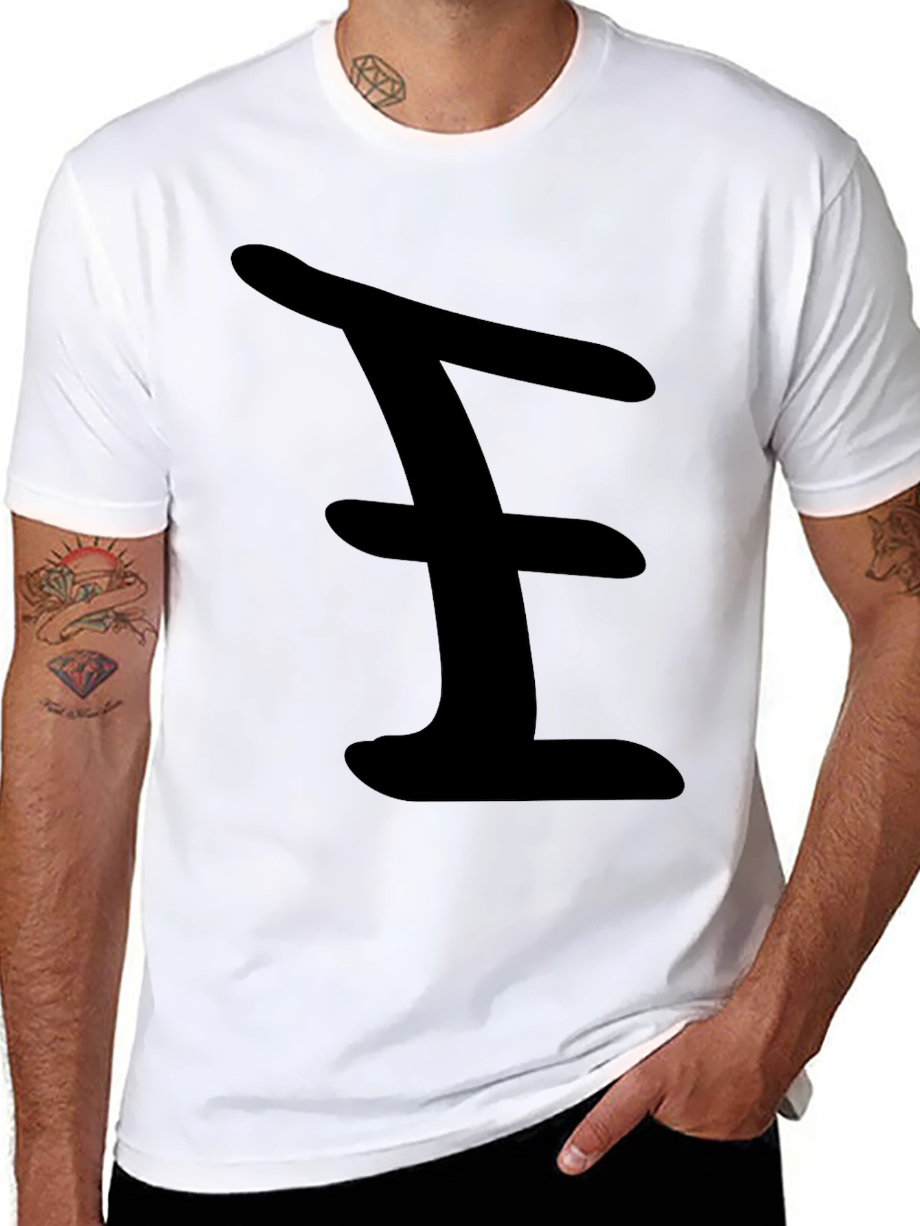 Black Bold Black Tee with Abstract Design view 8