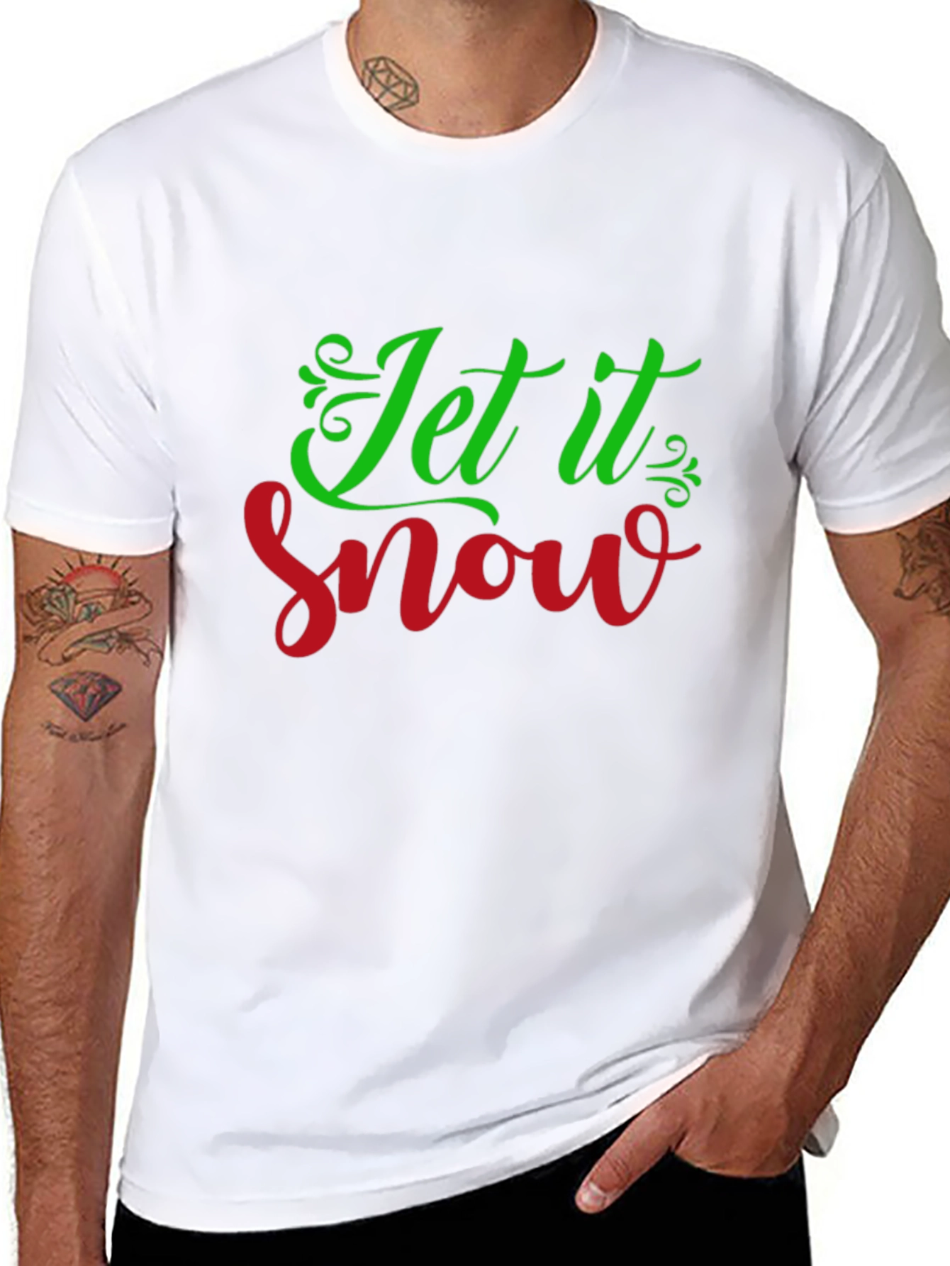 Black Let it Snow Graphic Tee - Christmas Holiday Shirt view 8
