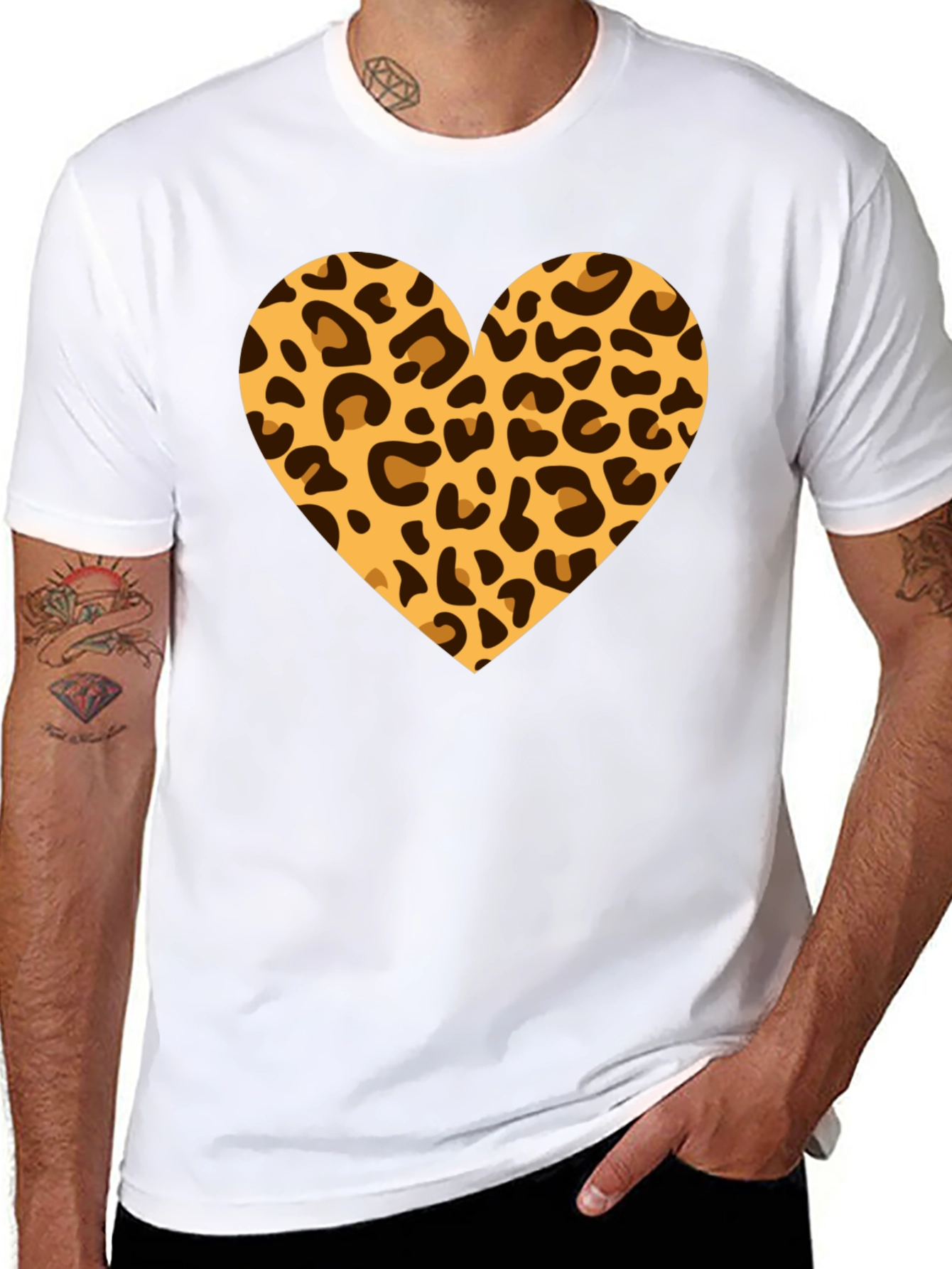Black Leopard Heart Black T-Shirt view 8
