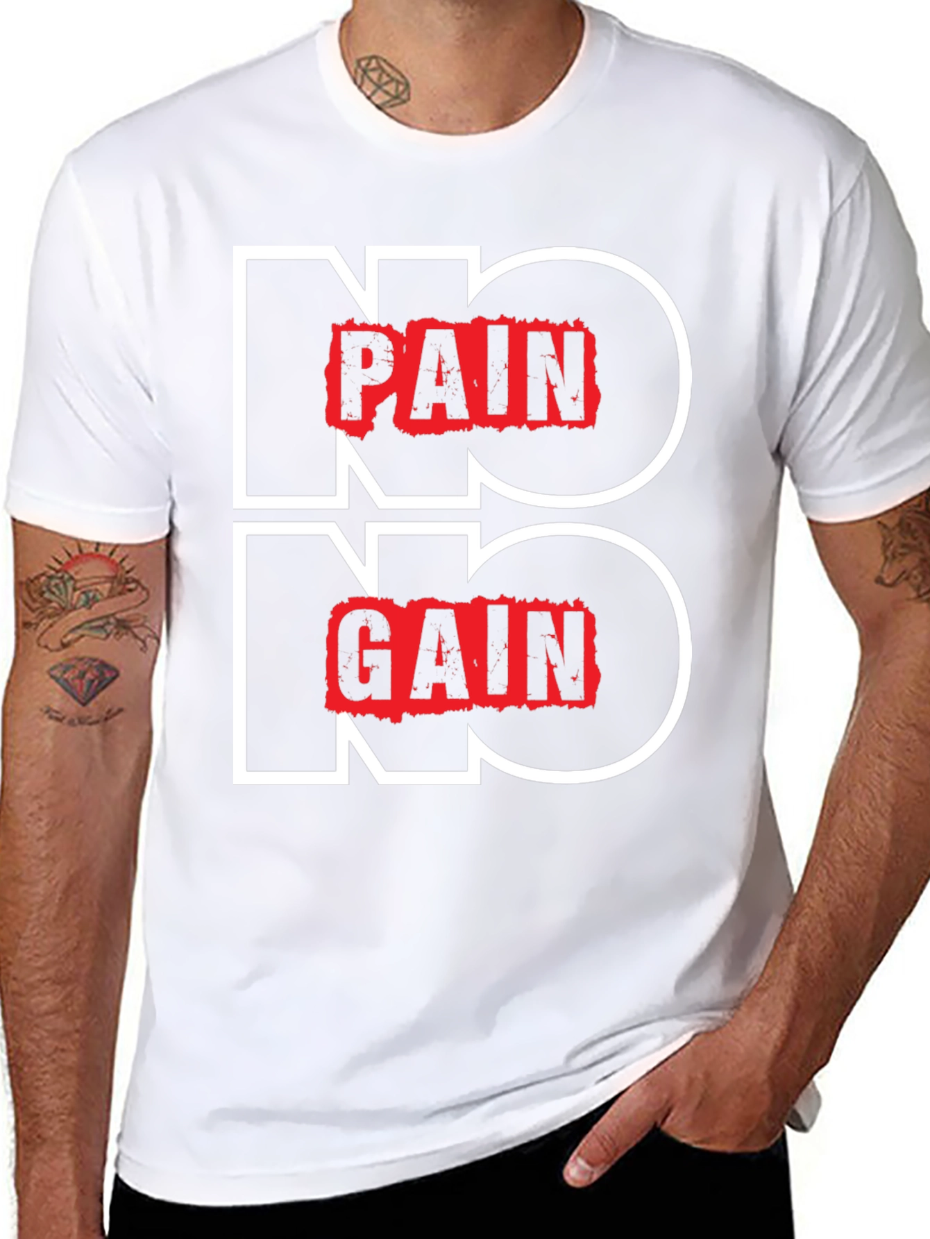 Black No Pain No Gain Graphic Tee view 8