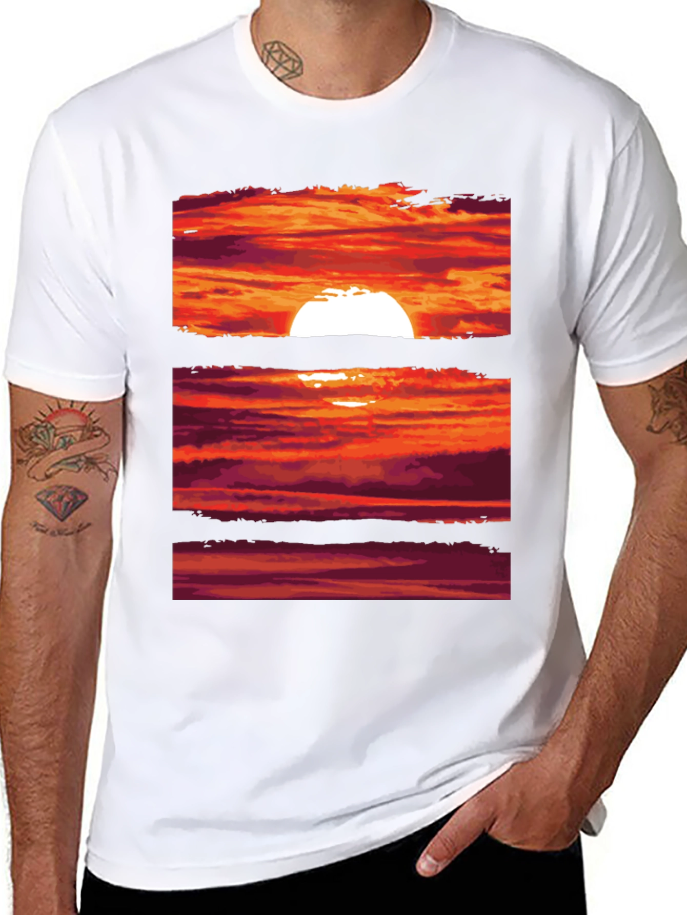 Black Sunset Graphic Tee | Black Crew Neck T-Shirt view 8