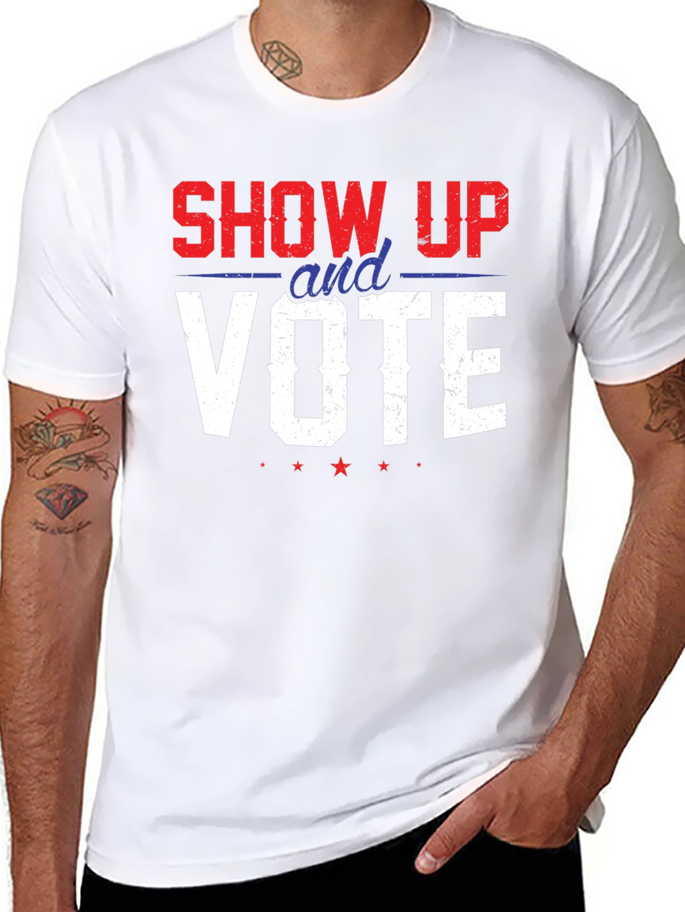 Black Show Up And Vote Graphic Tee - Patriotic T-Shirt view 8