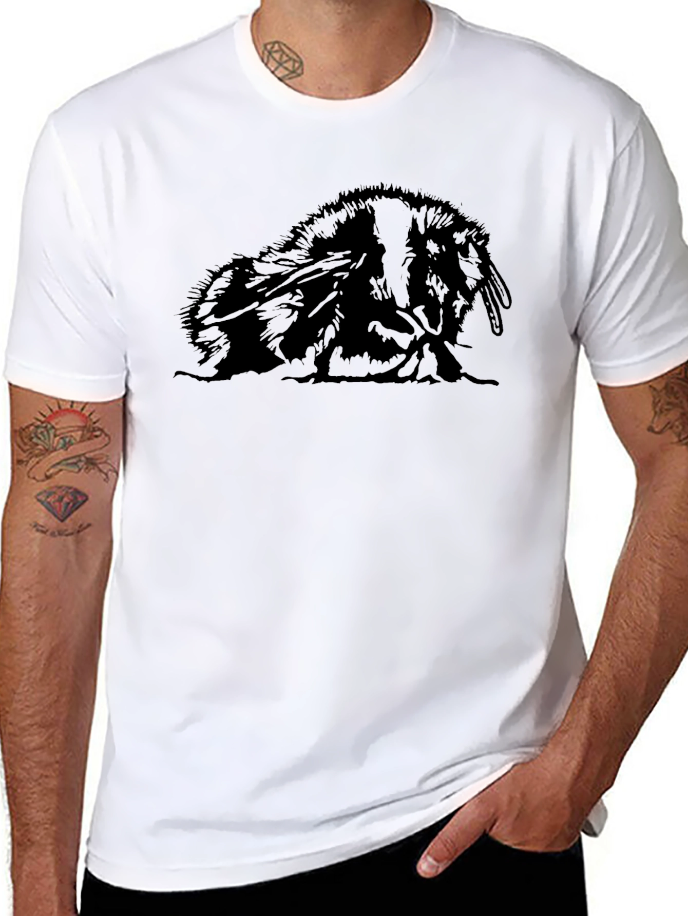 Black Black Graphic Tee - Unique Animal Design view 8