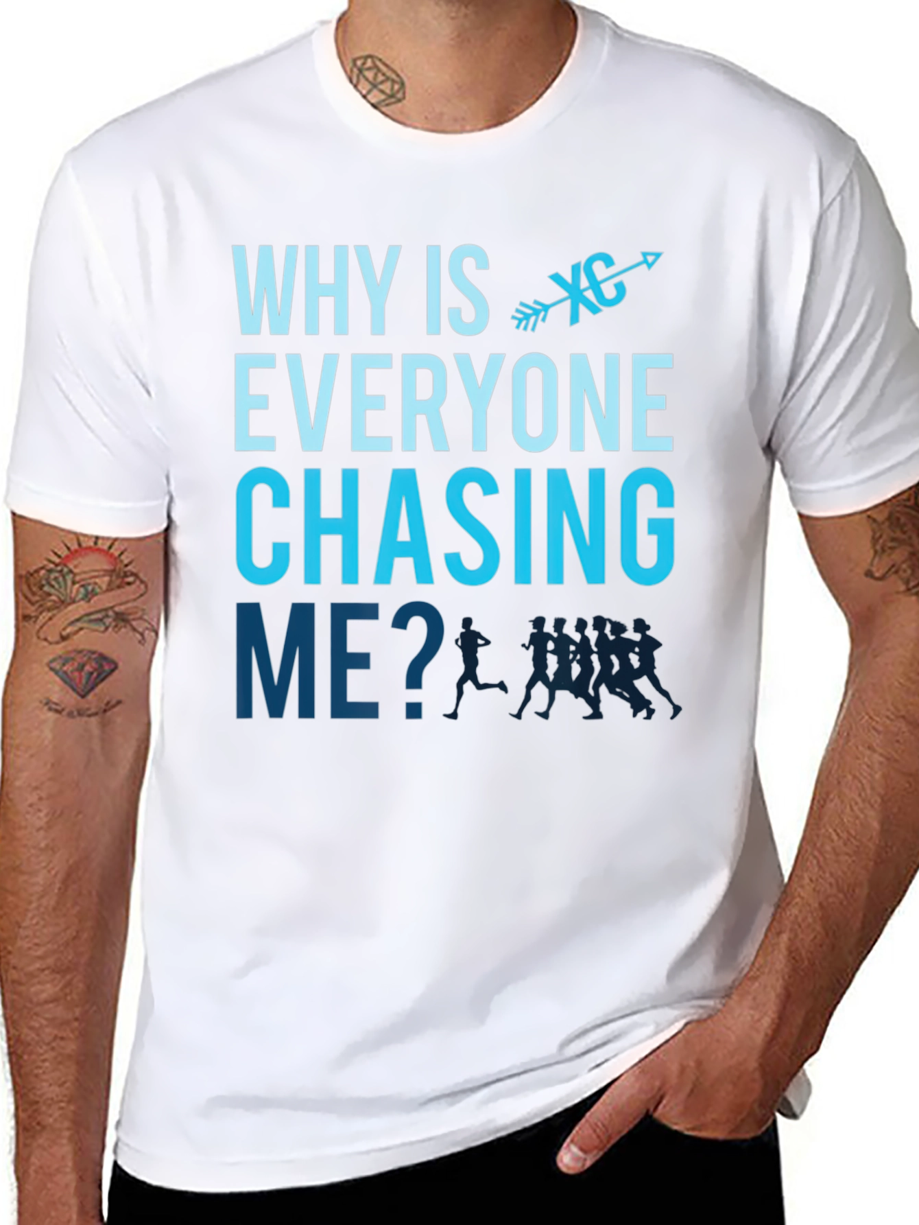 Black Cross Country Runner T-Shirt - Why Is Everyone Chasing Me? view 8