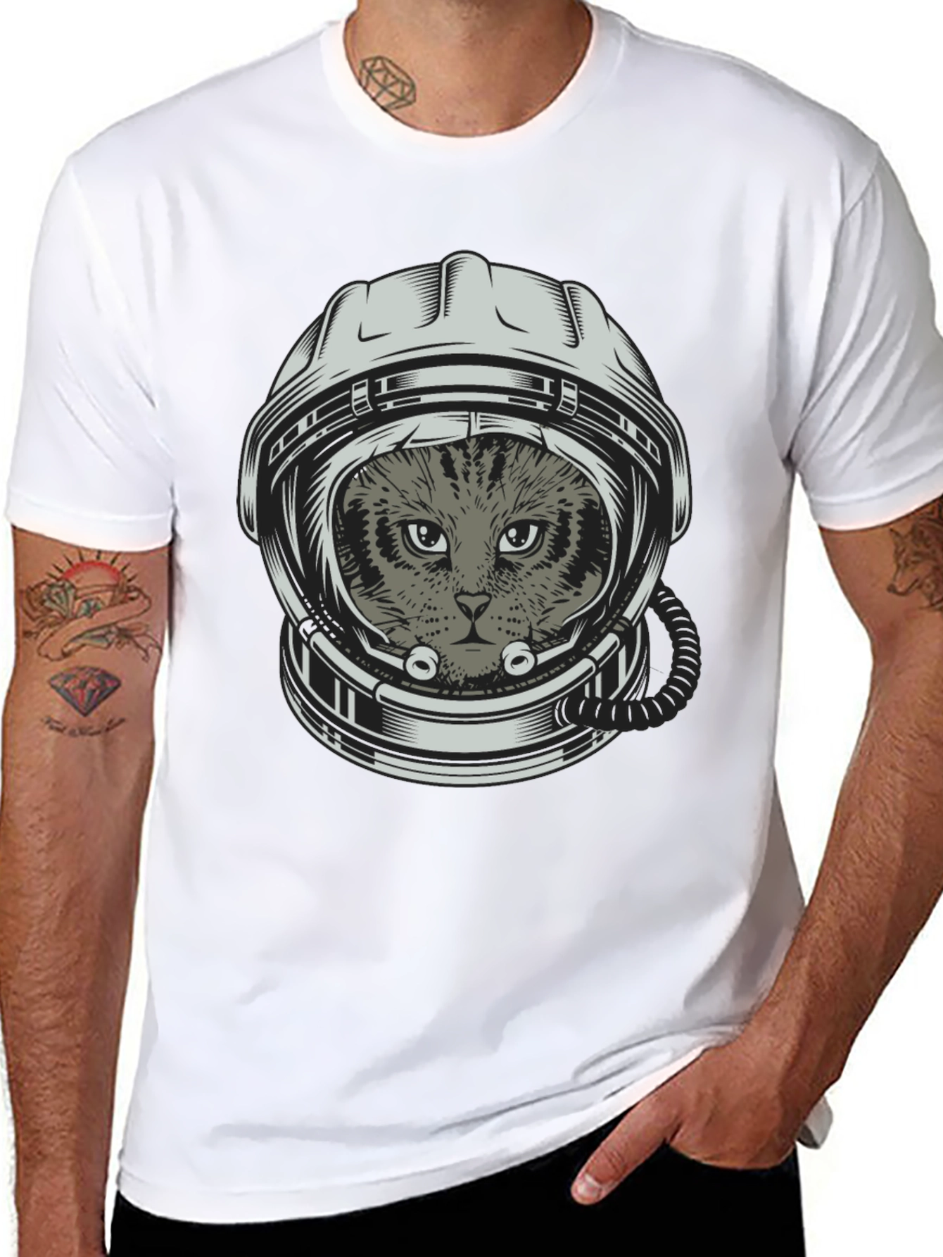 Black Cat Astronaut T-Shirt - Space Kitten Tee view 8