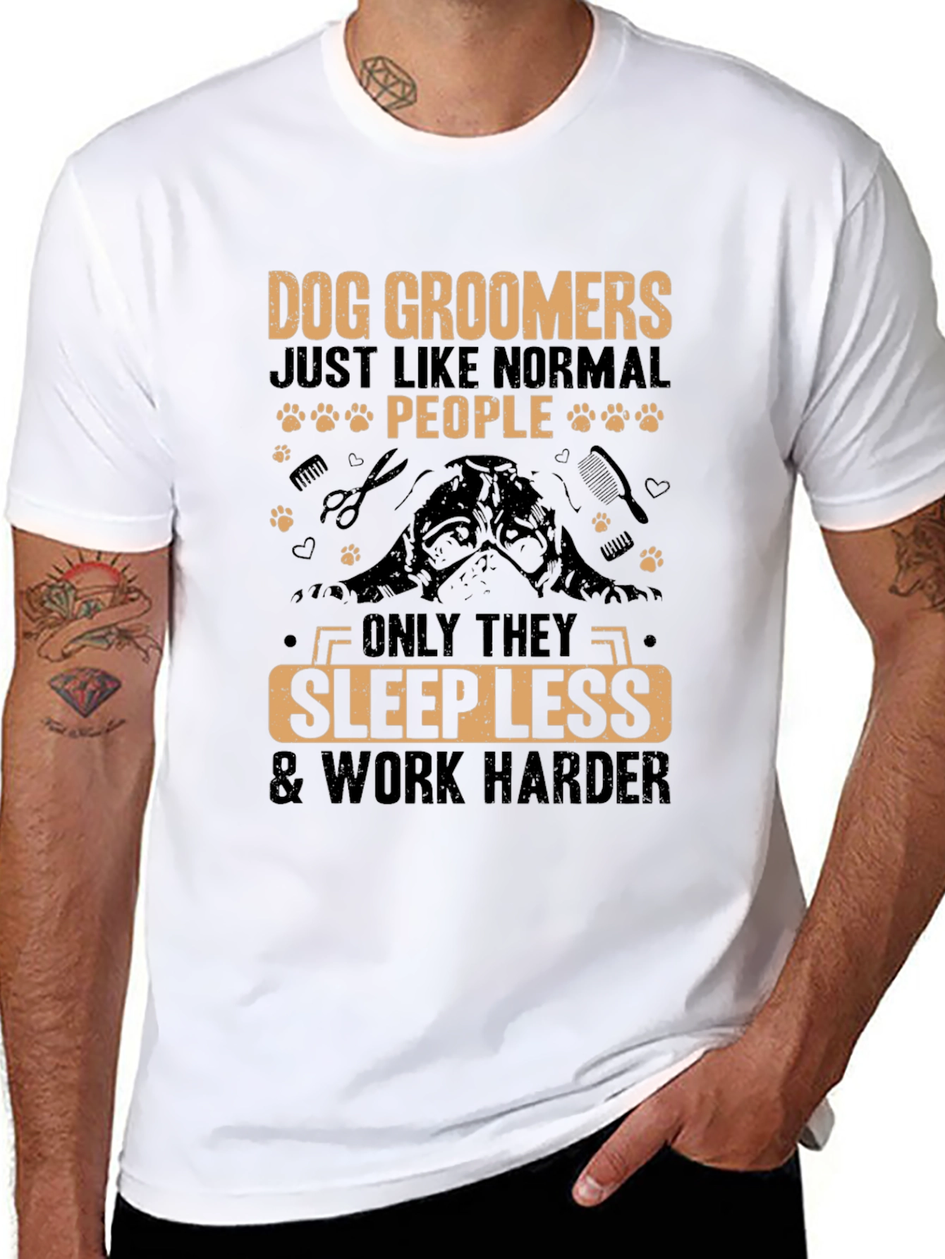 Black Dog Groomer T-Shirt - Sleep Less, Work Harder view 8