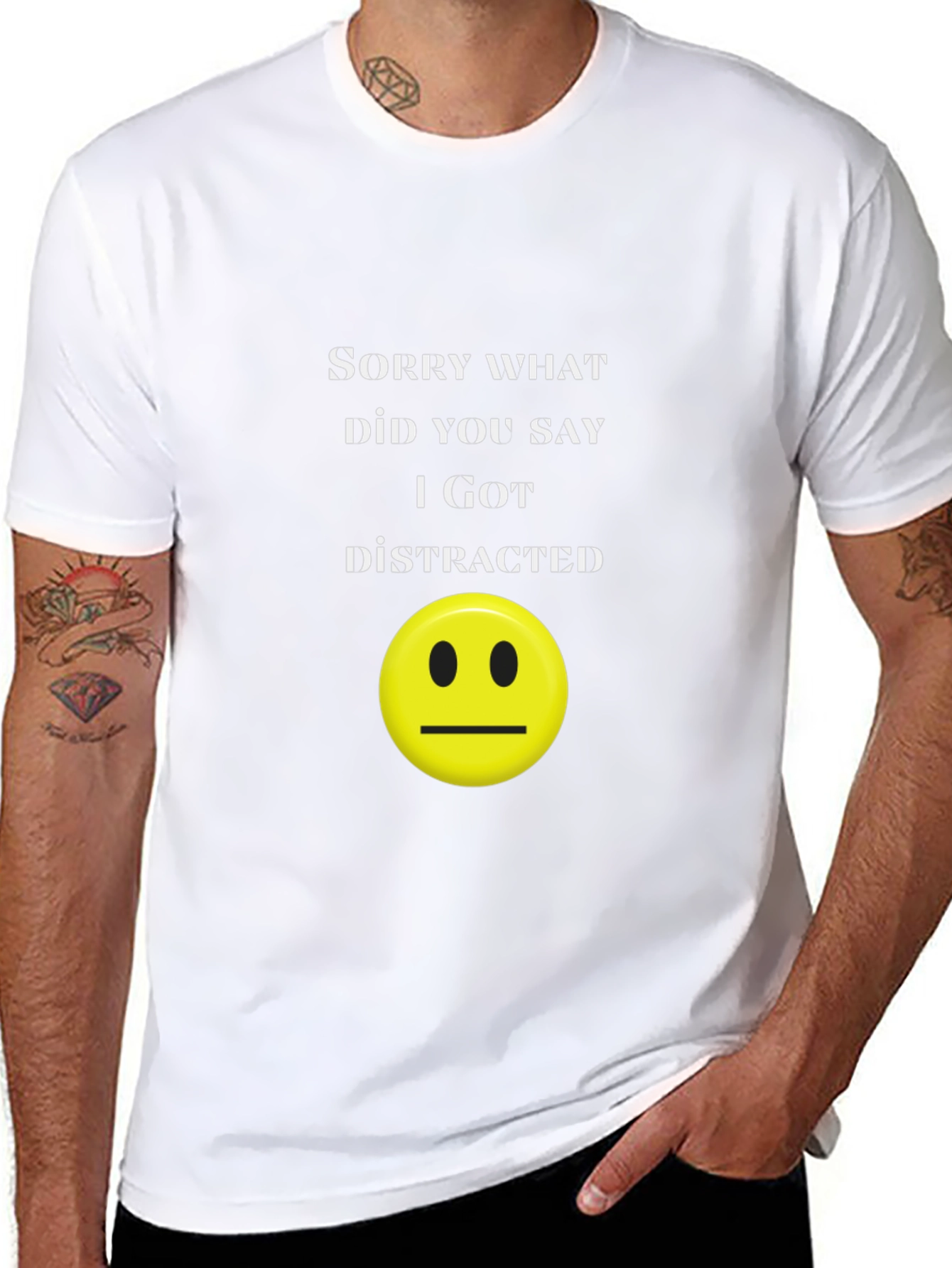 Black Funny Distracted Graphic Tee view 8