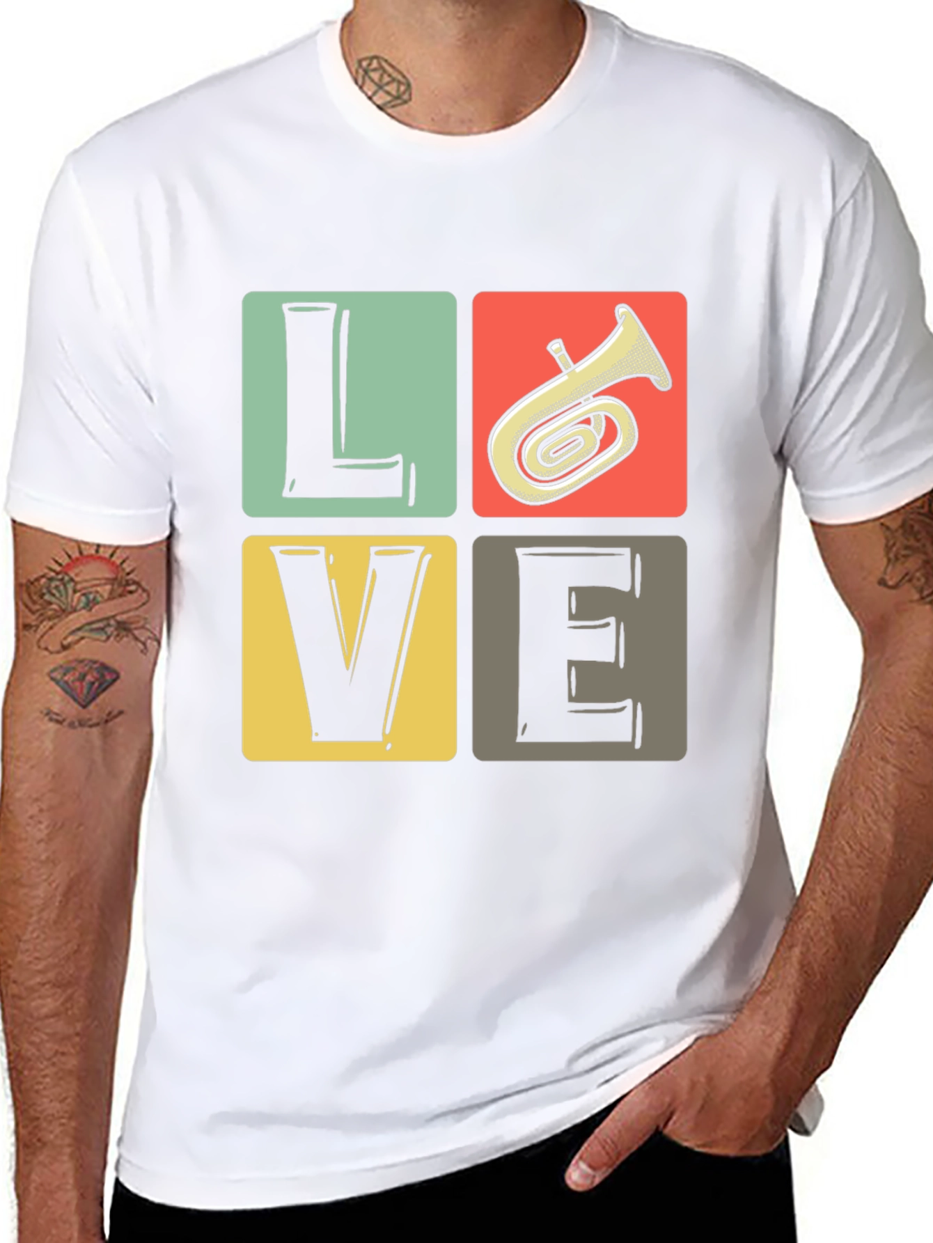 Black Love Tuba T-Shirt, Music Lover Tee view 8
