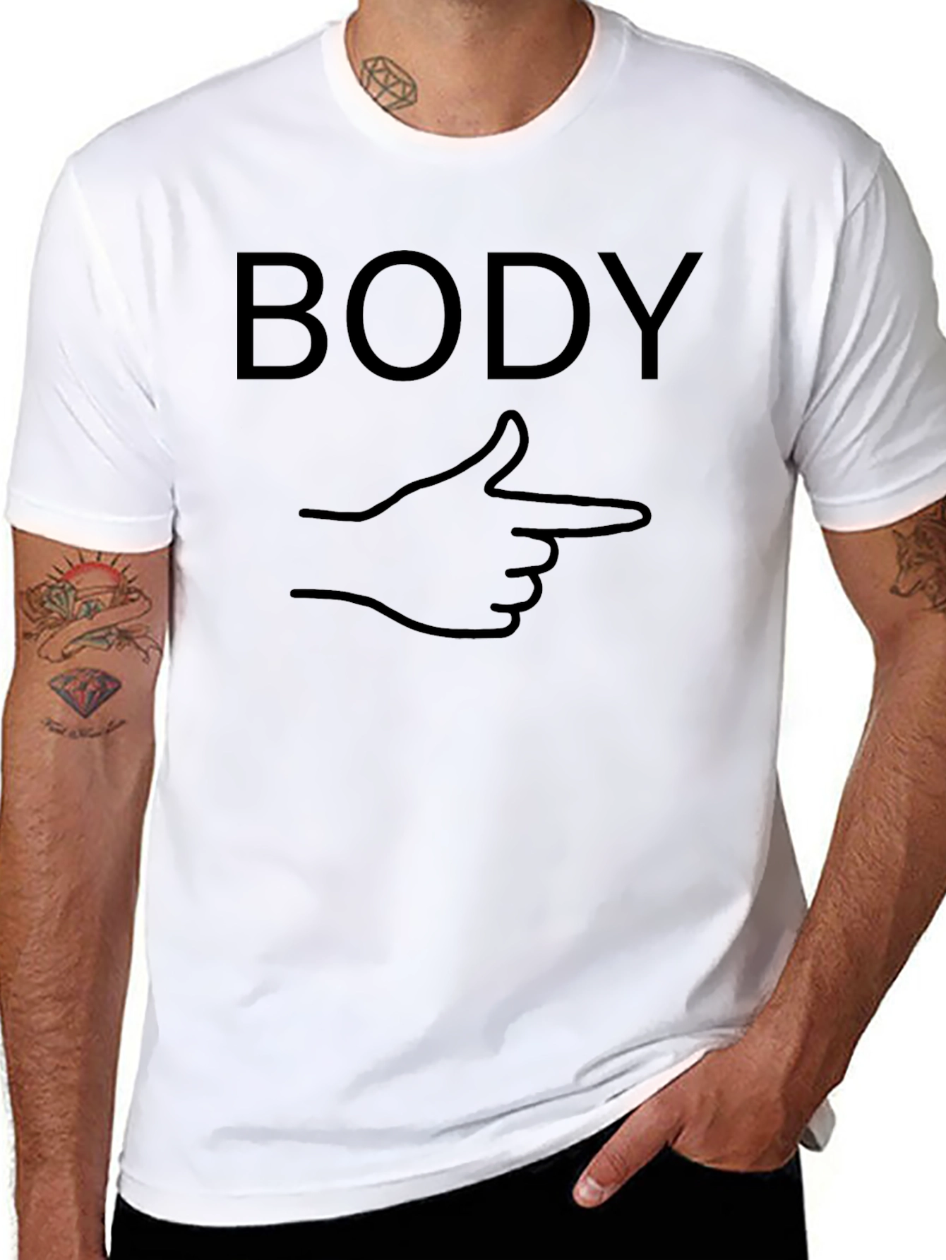 Black Body Pointing Hand Graphic Tee - Casual Comfort view 8