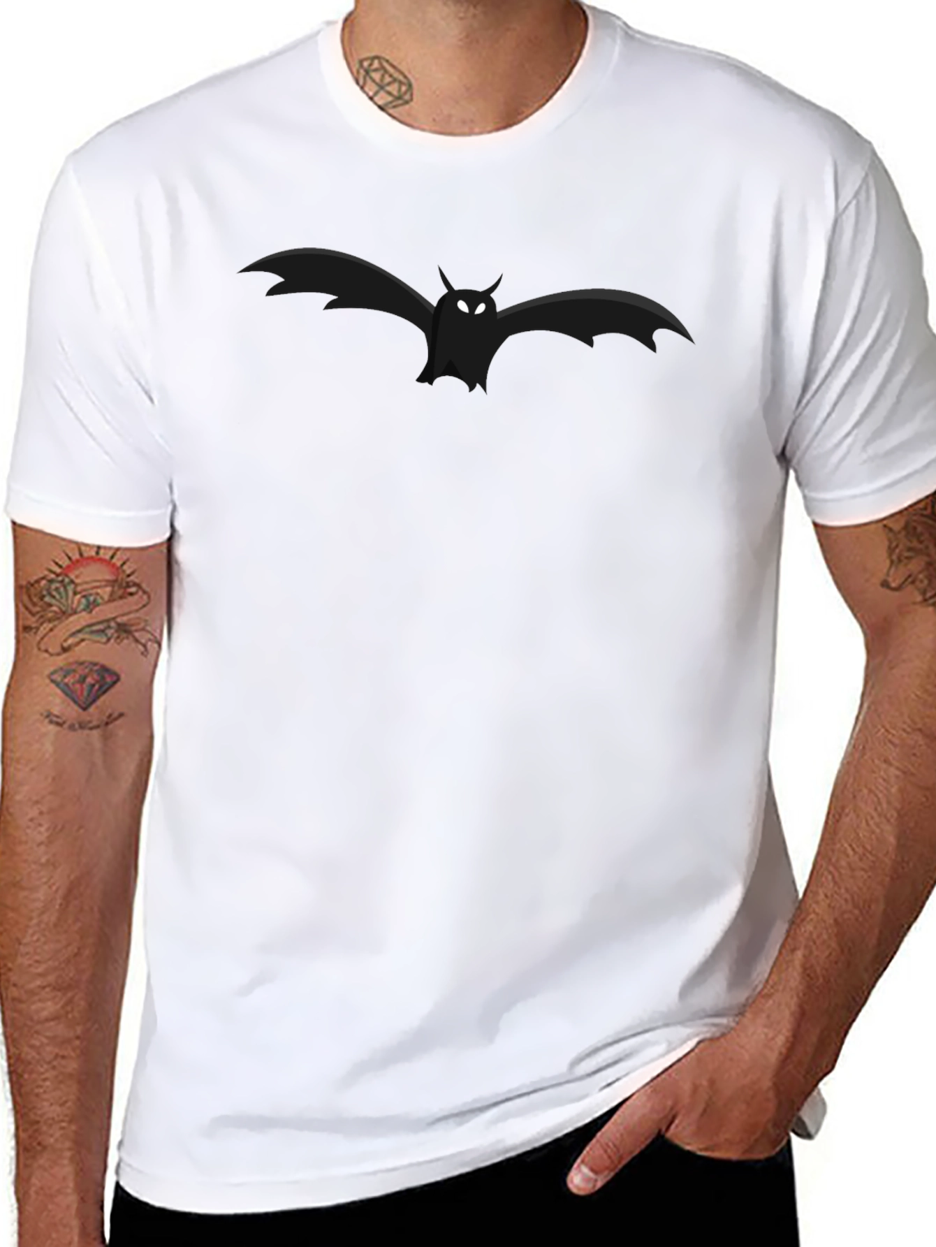 Black Bat Graphic Black T-Shirt - Men's Short Sleeve Tee view 8