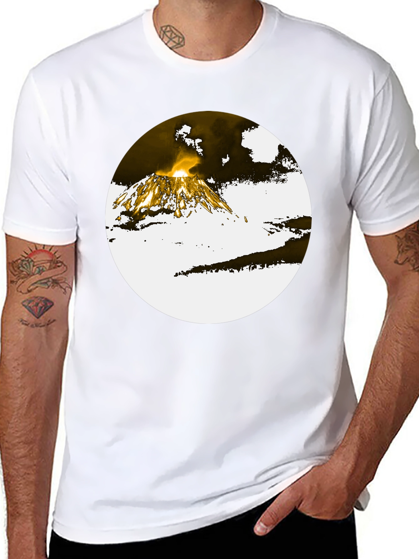 Black Volcano Graphic Tee - Black Cotton Blend view 8