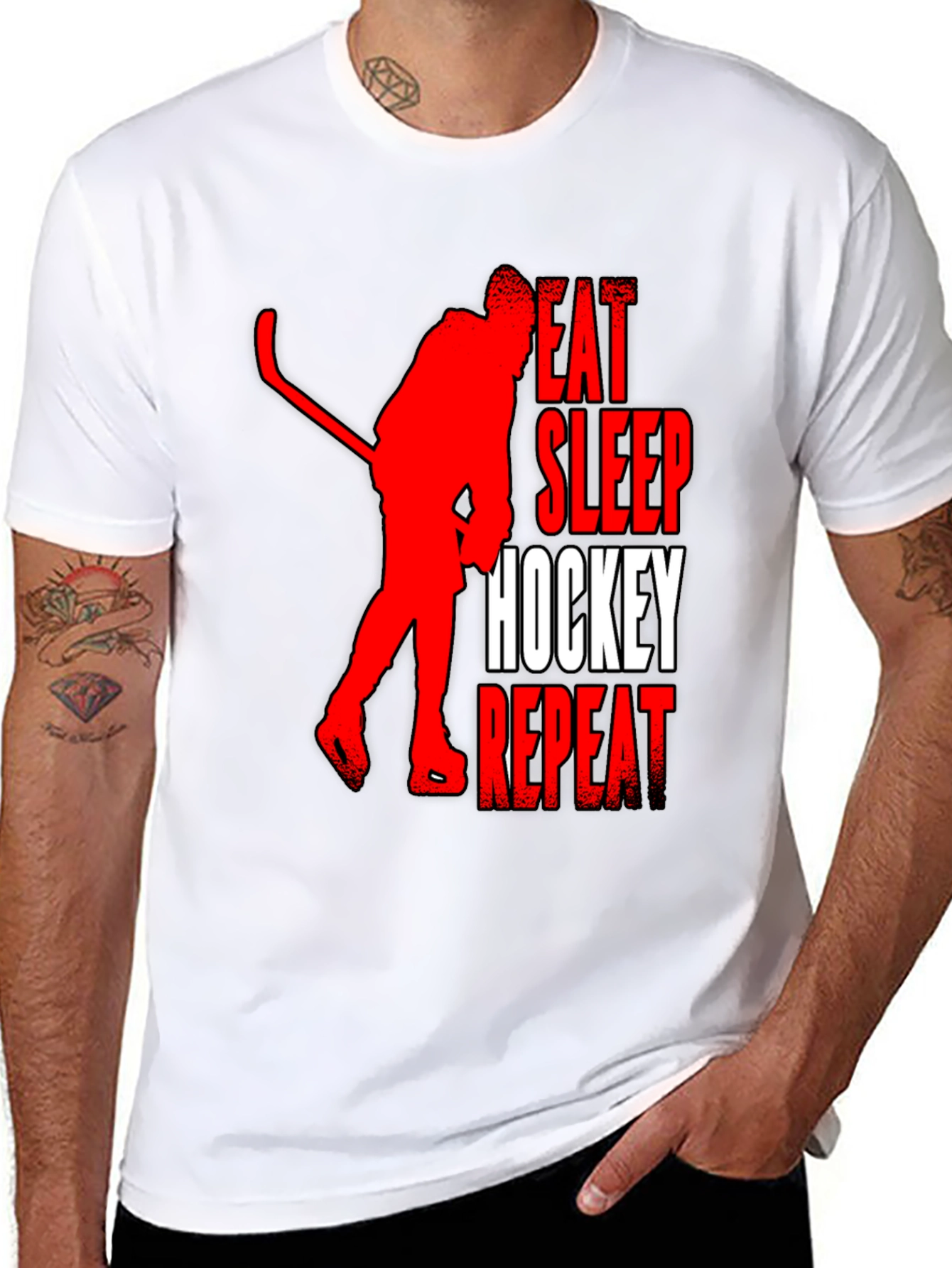 Eat Sleep Hockey Repeat Graphic Tee - Black - 8