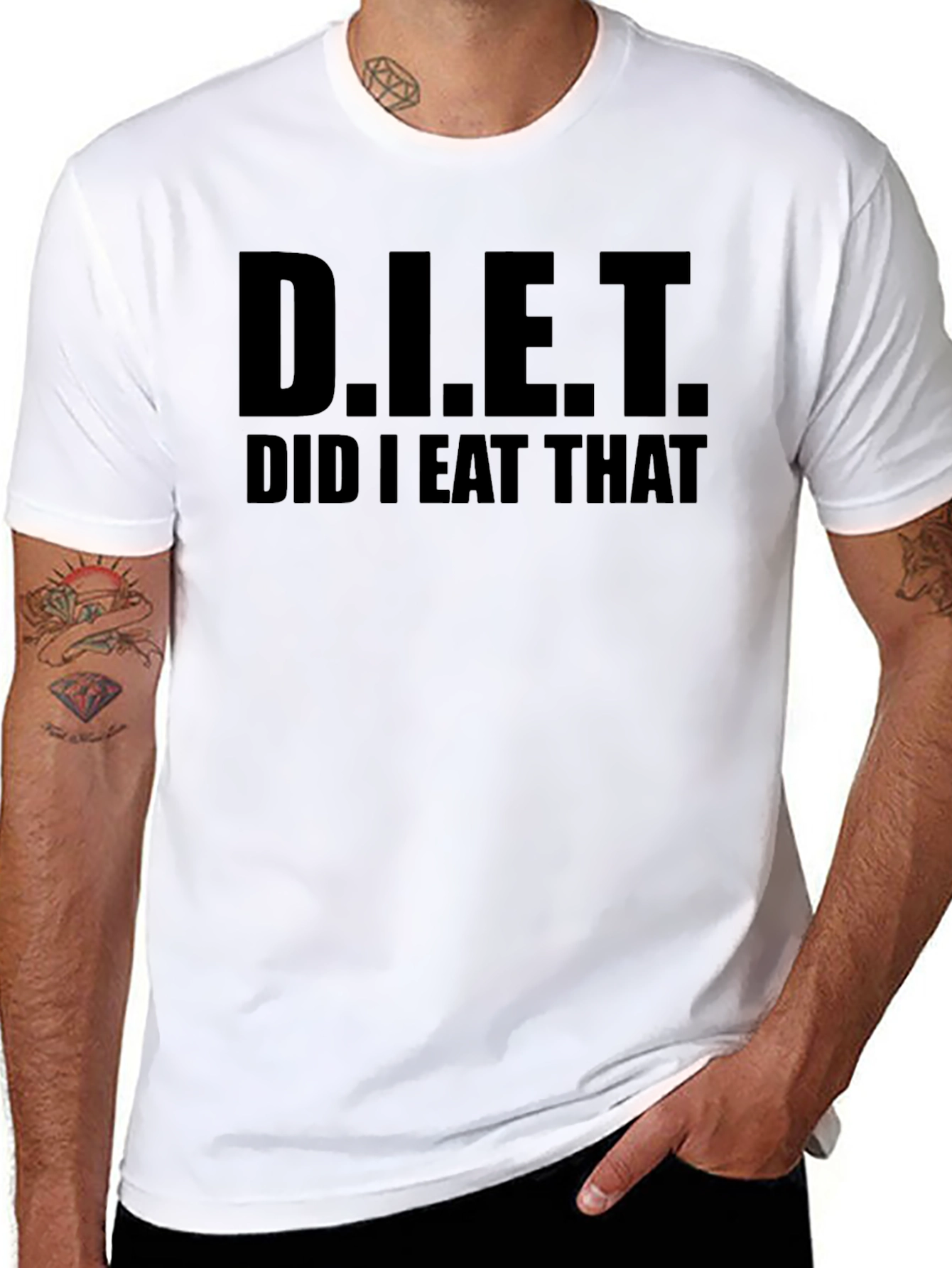 Black Funny Diet T-Shirt - "Did I Eat That?" view 8