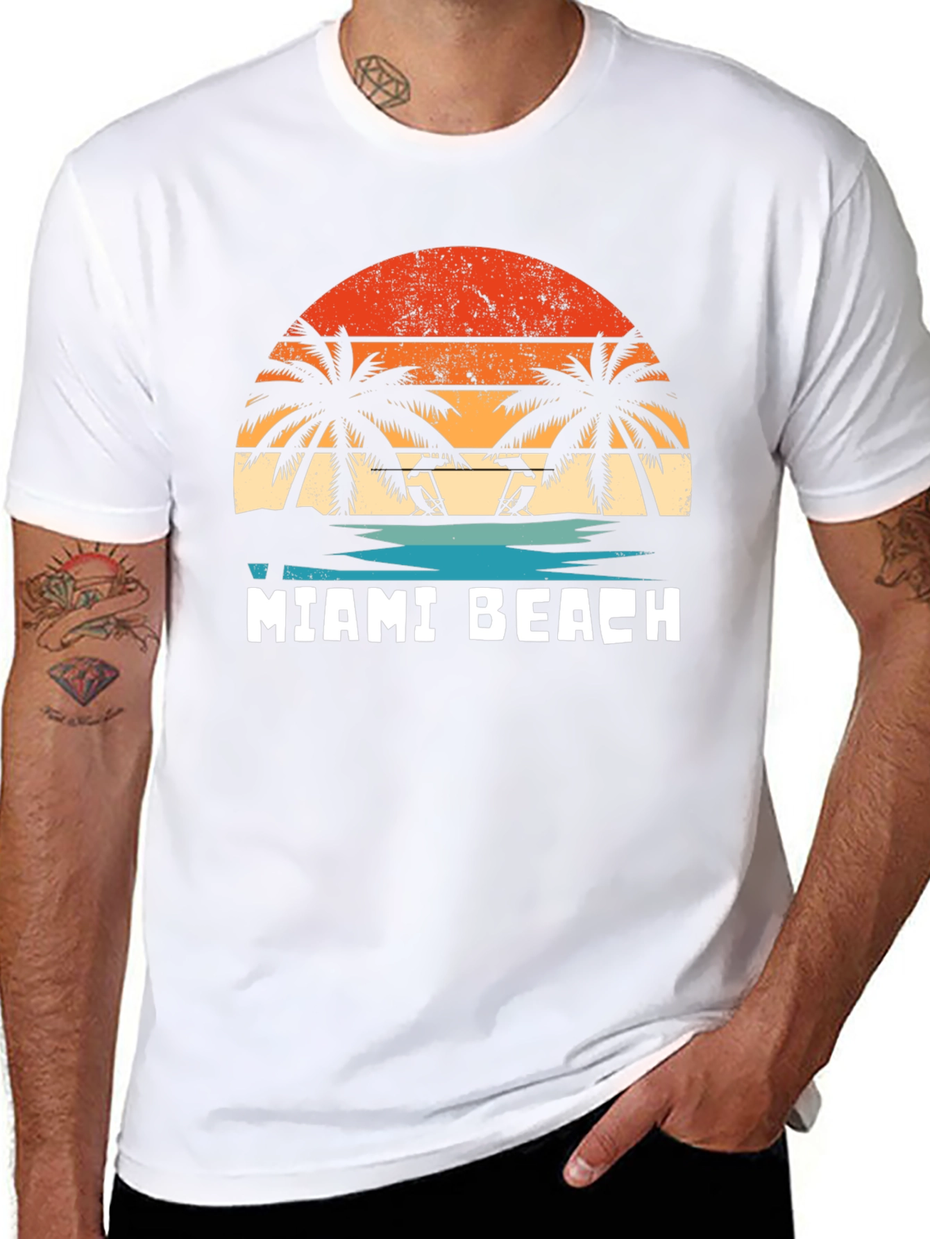 Miami Beach Sunset Graphic T-Shirt - 8