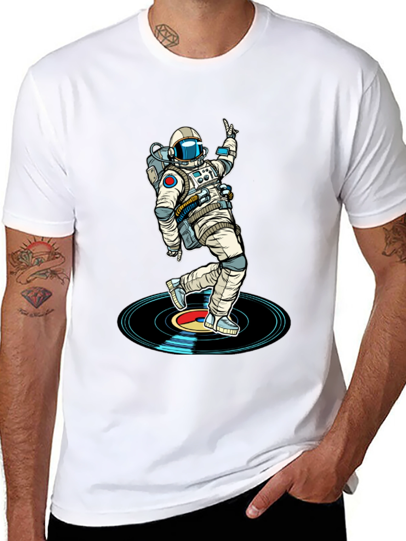 Black Astronaut DJ T-Shirt - Space Dance Music Tee view 8