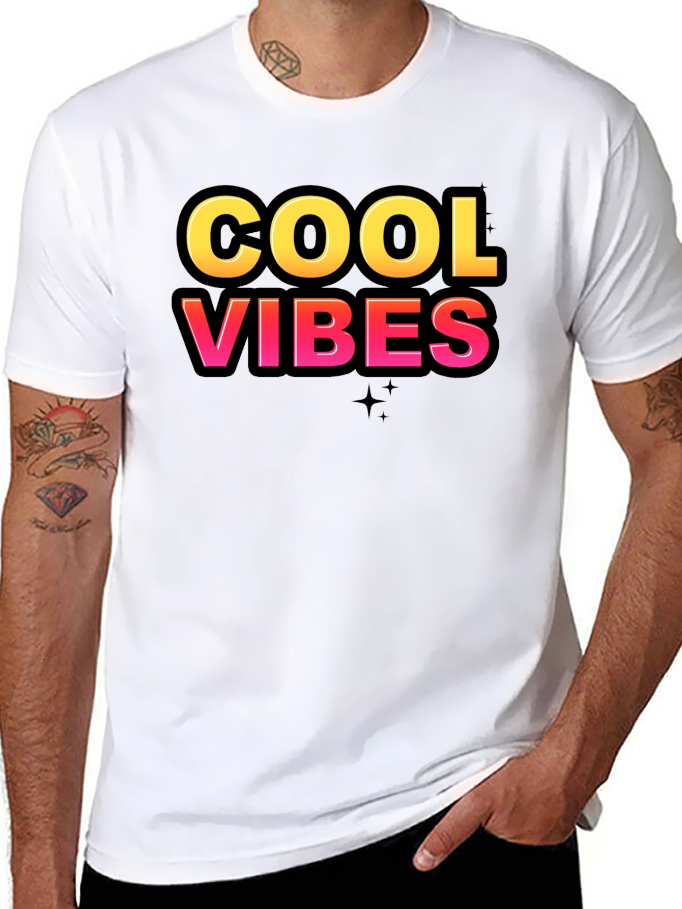Black Cool Vibes Black Graphic Tee view 8