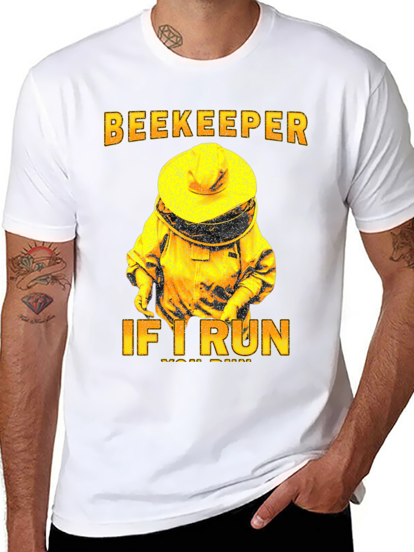 Black Beekeeper T-Shirt - If I Run, You Run Tee view 8