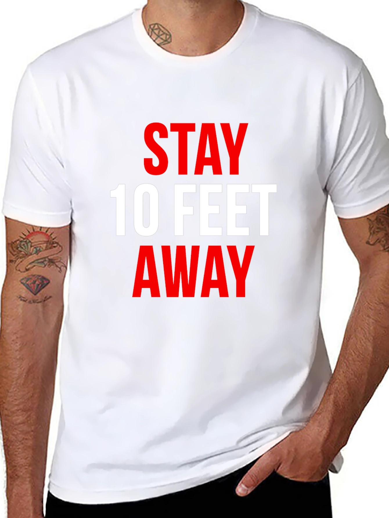 Black Stay 10 Feet Away T-Shirt - Social Distancing Tee view 8
