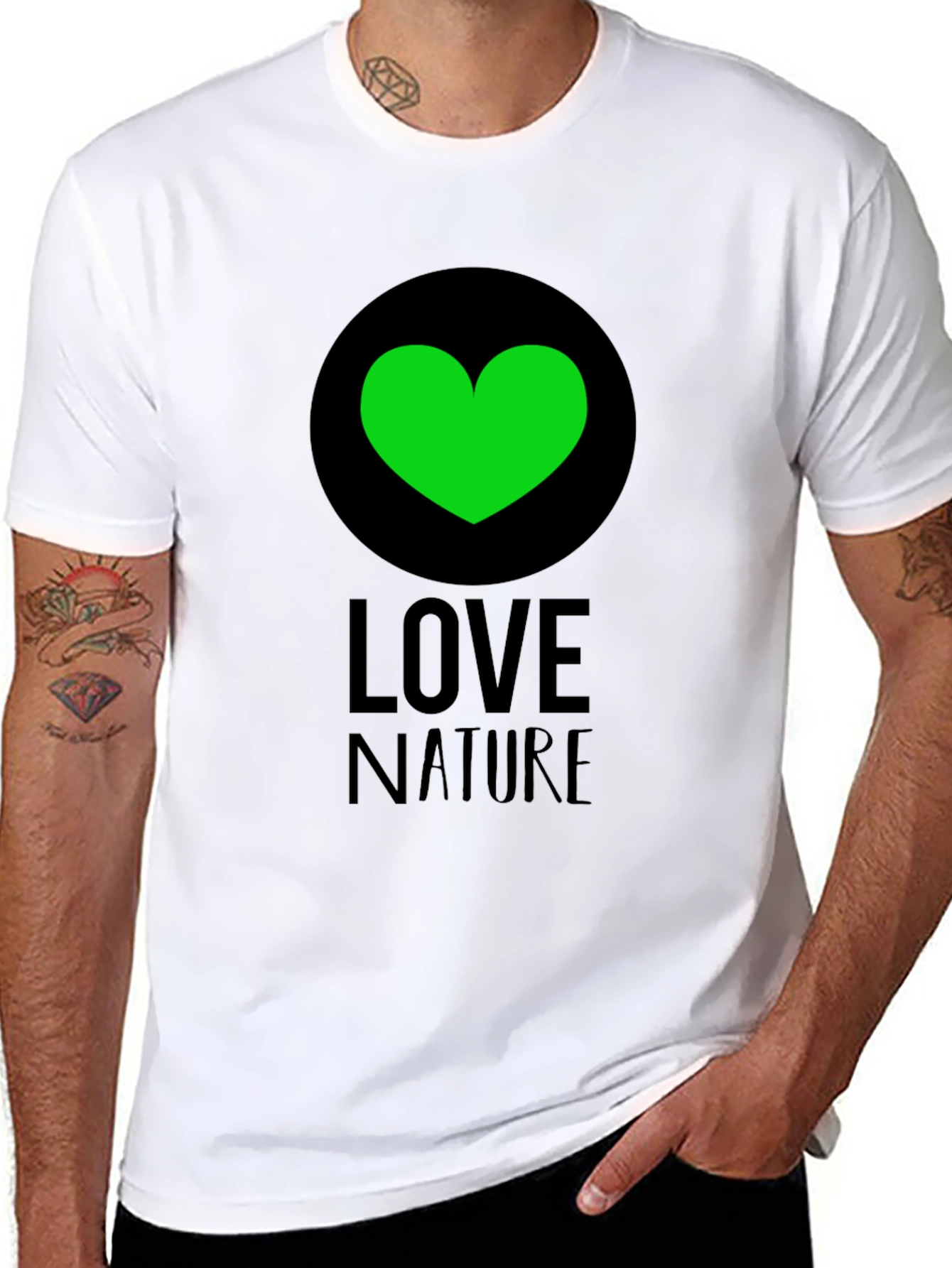 Black Love Nature Green Heart Graphic Tee - Black view 8