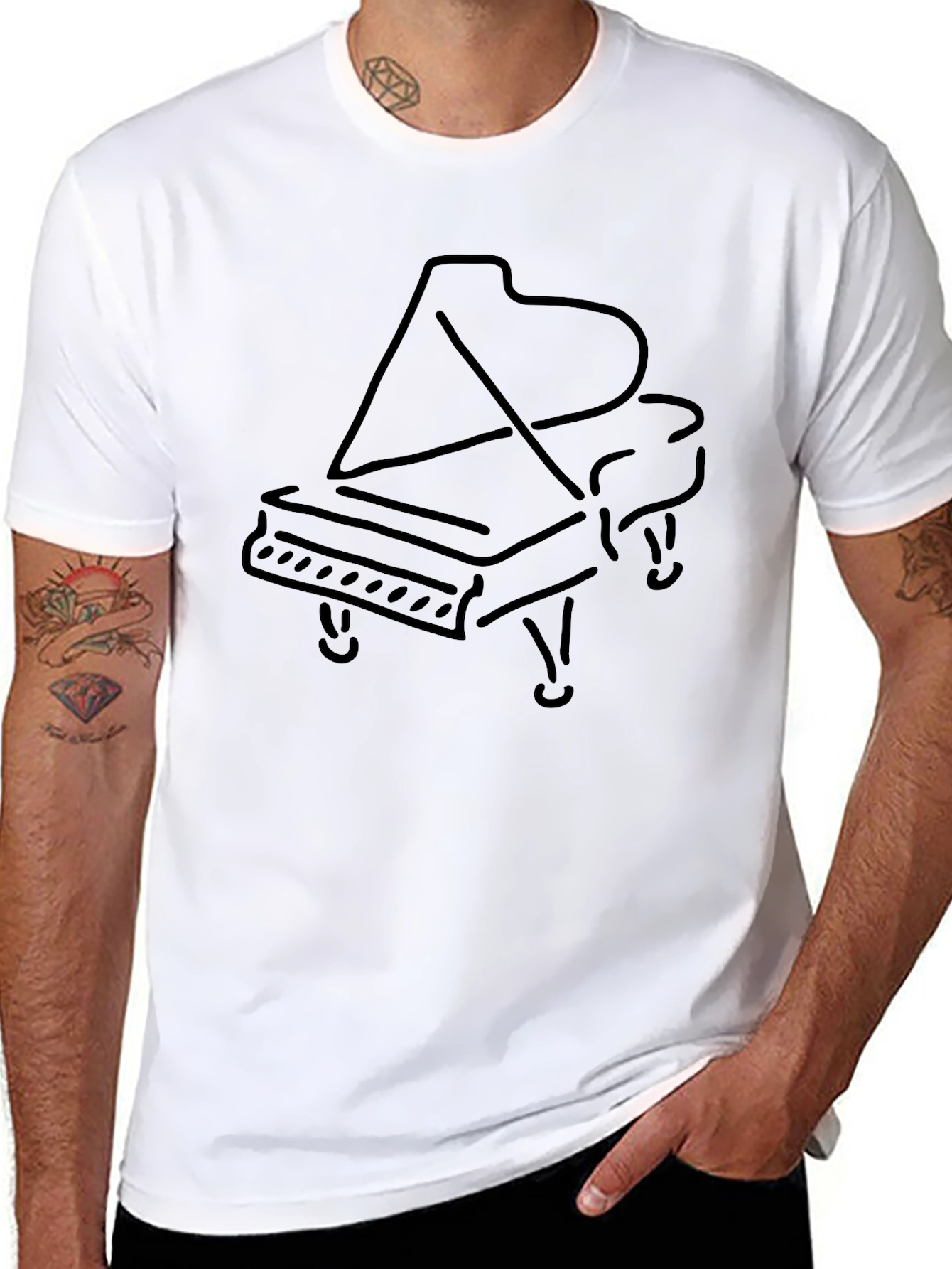 Black Grand Piano Graphic Tee - Musician's Black T-Shirt view 8