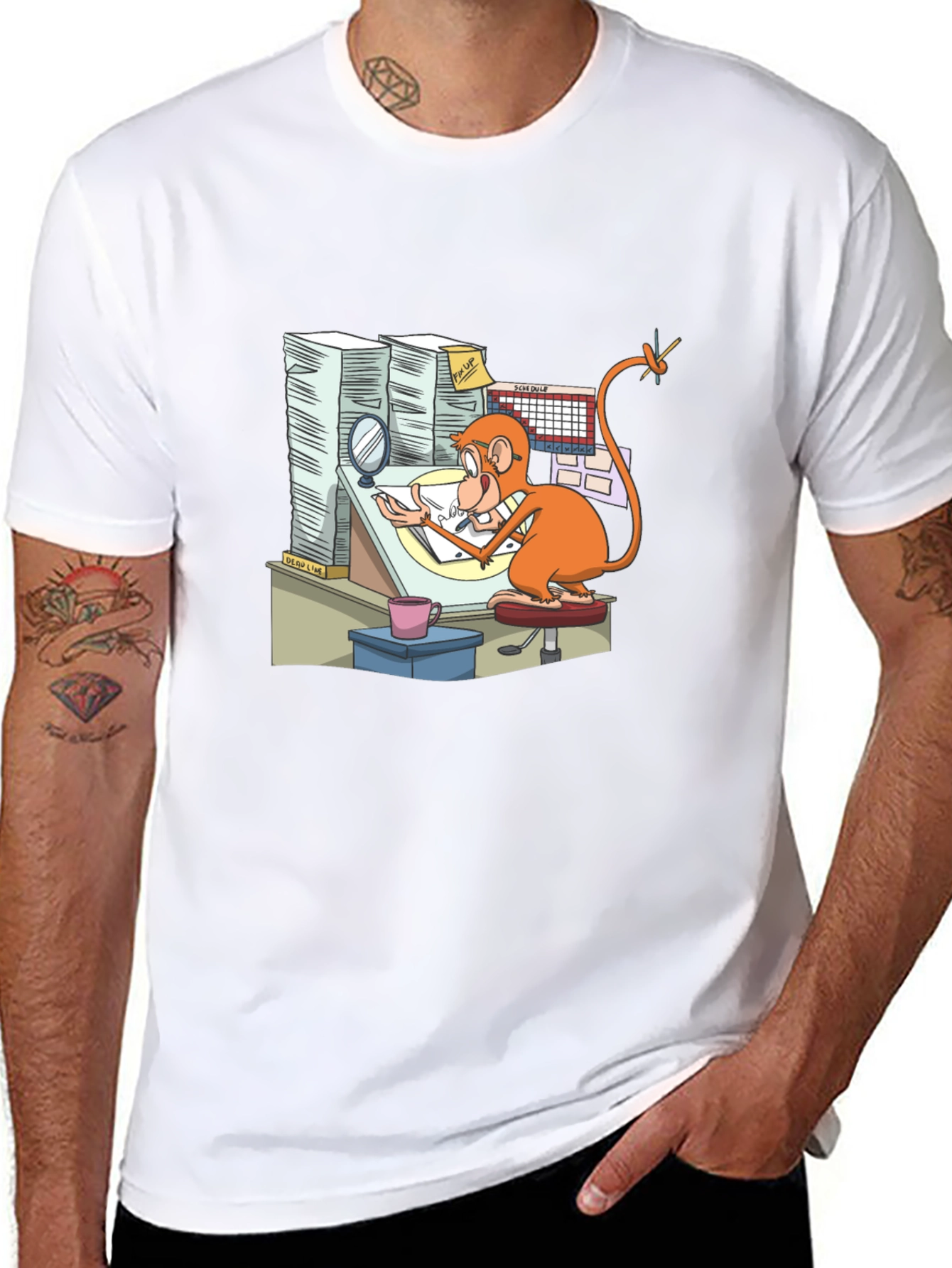 Cartoon Monkey T-Shirt - Creative Office Design - 8