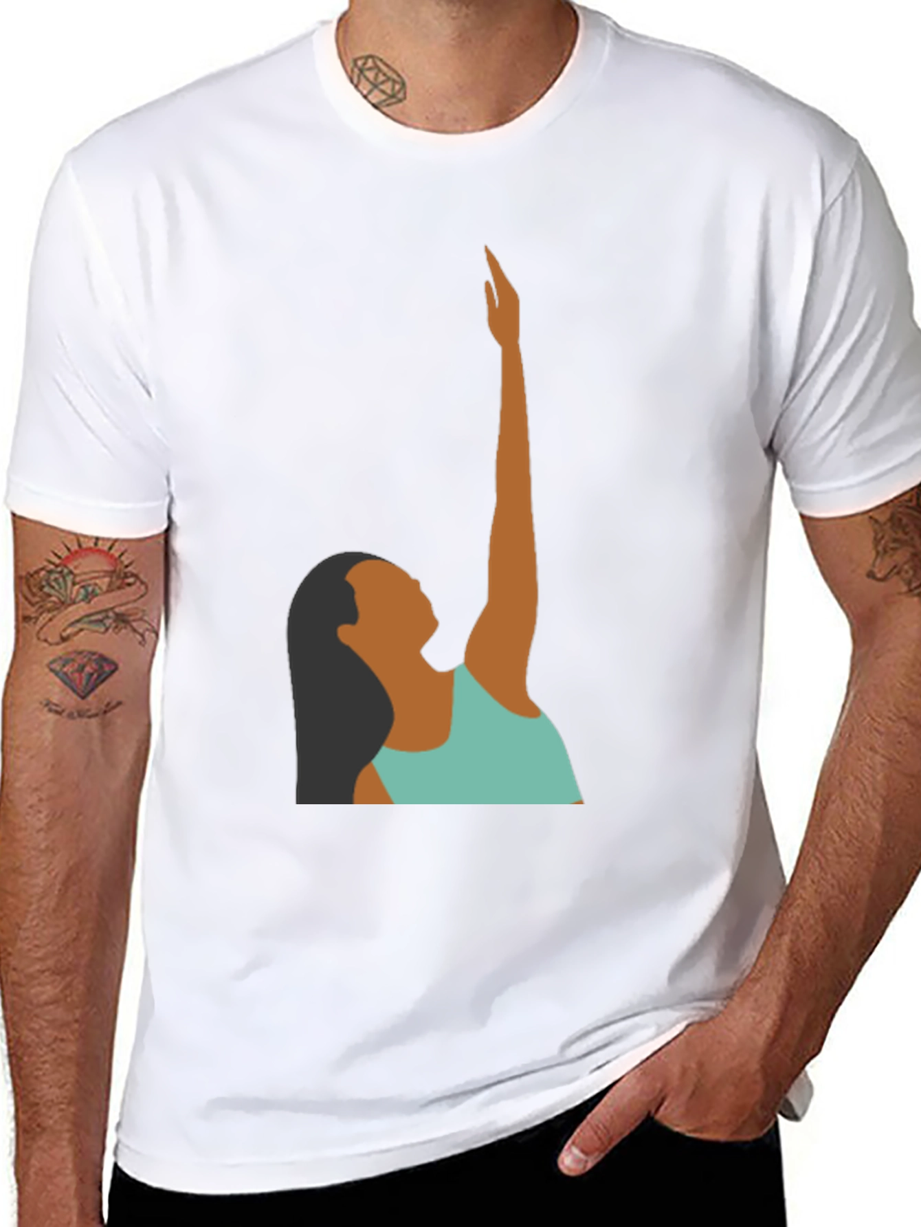 Woman Reaching Graphic Tee - Black - 8