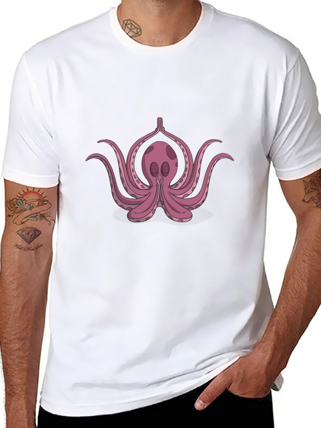 Black Yoga Octopus Black T-Shirt view 8