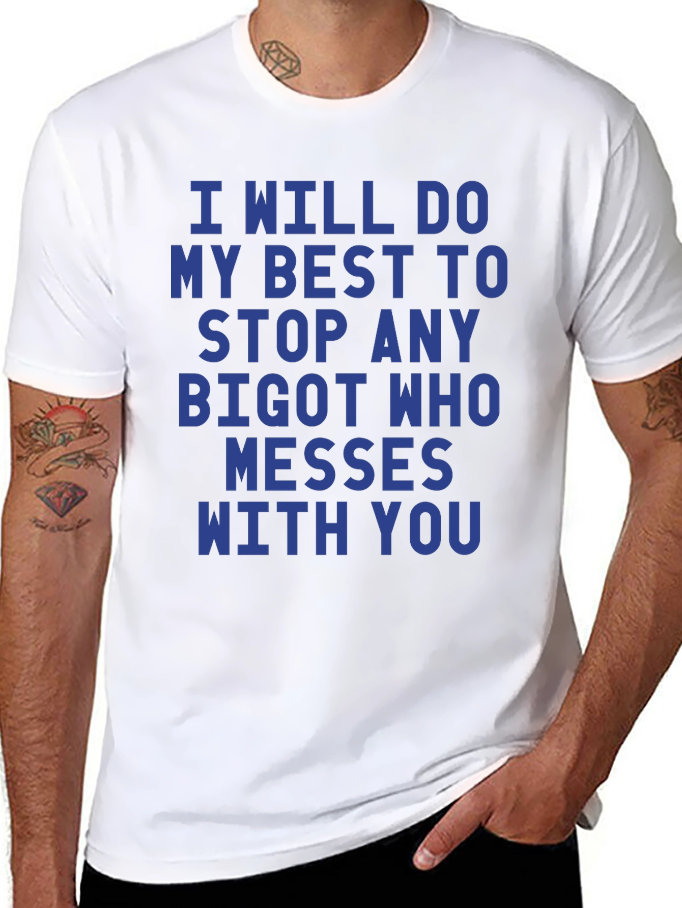Black I Will Stop Any Bigot Graphic Tee view 8