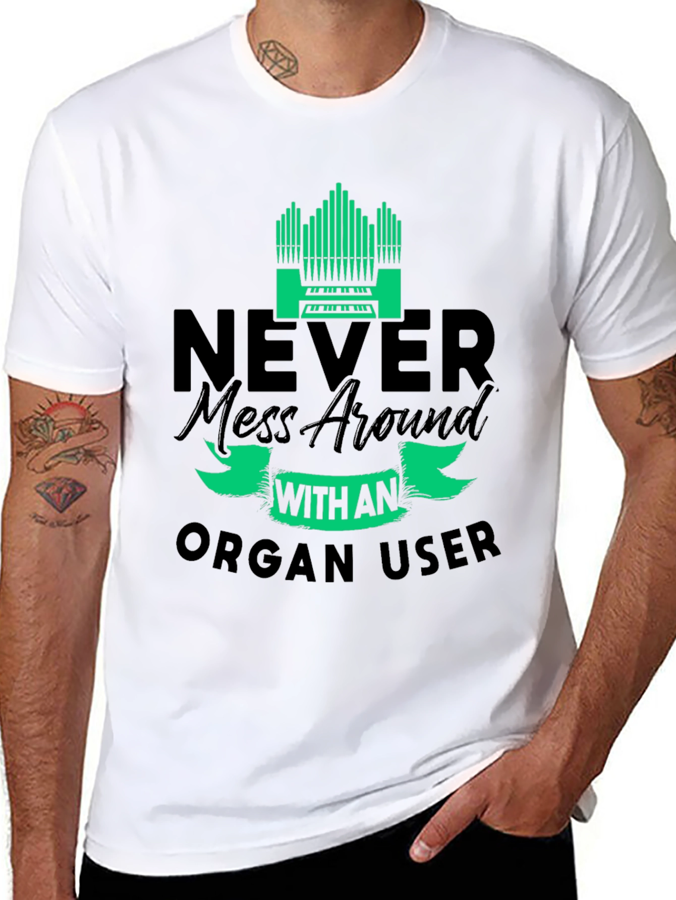Black Never Mess with an Organ User T-Shirt view 8