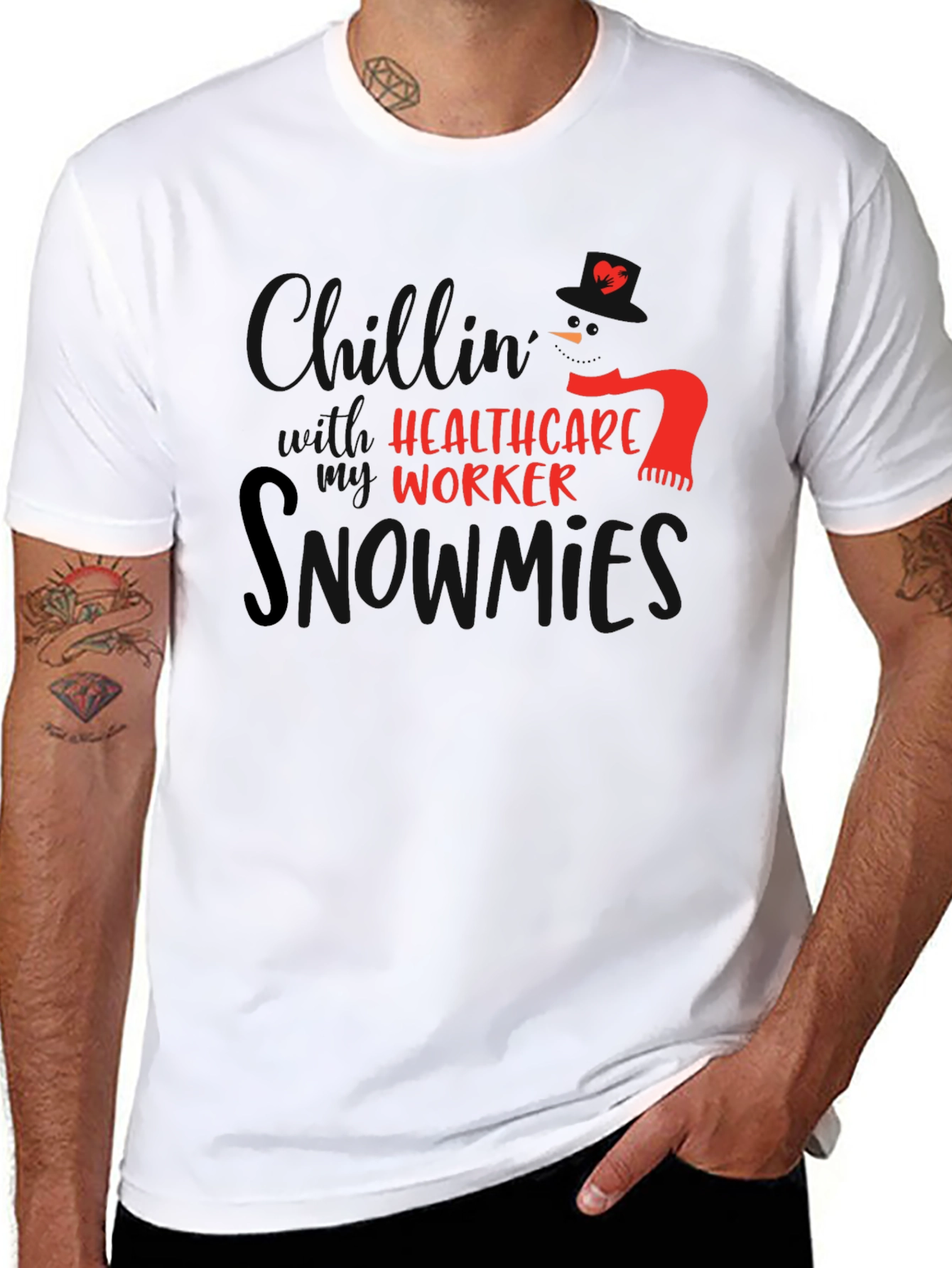 Healthcare Worker Snowman T-Shirt - 8