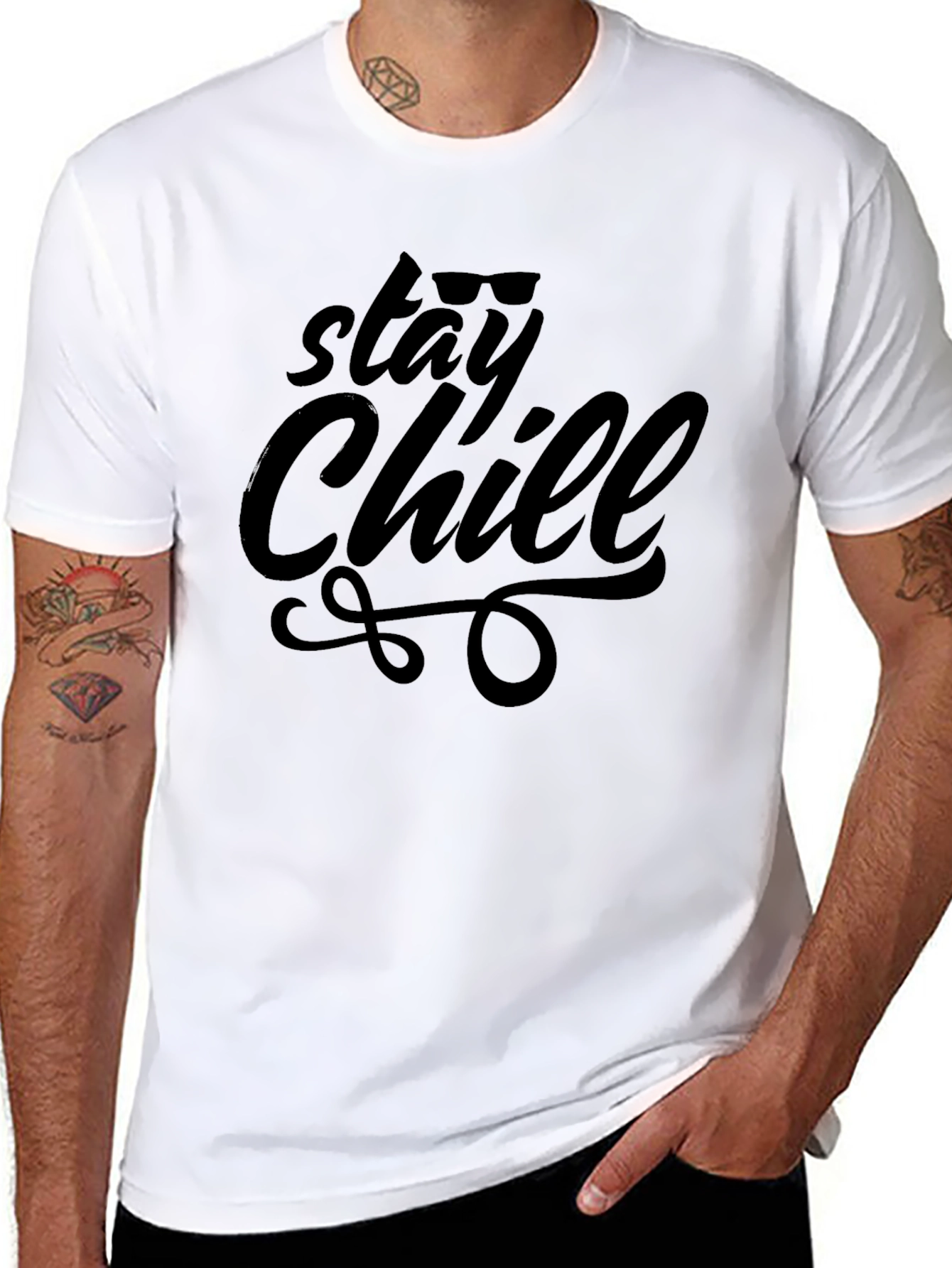 Black Stay Chill Graphic Tee - Trendy Relaxed Vibe view 8
