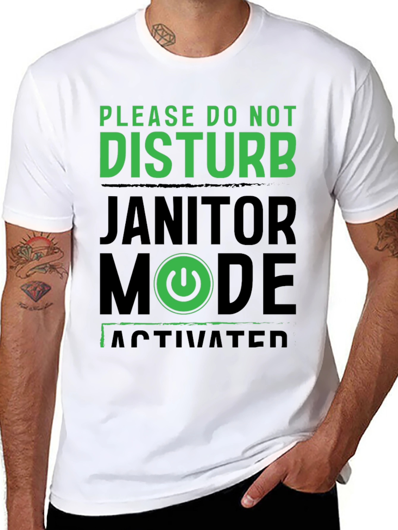 Black Janitor Mode Activated T-Shirt view 8