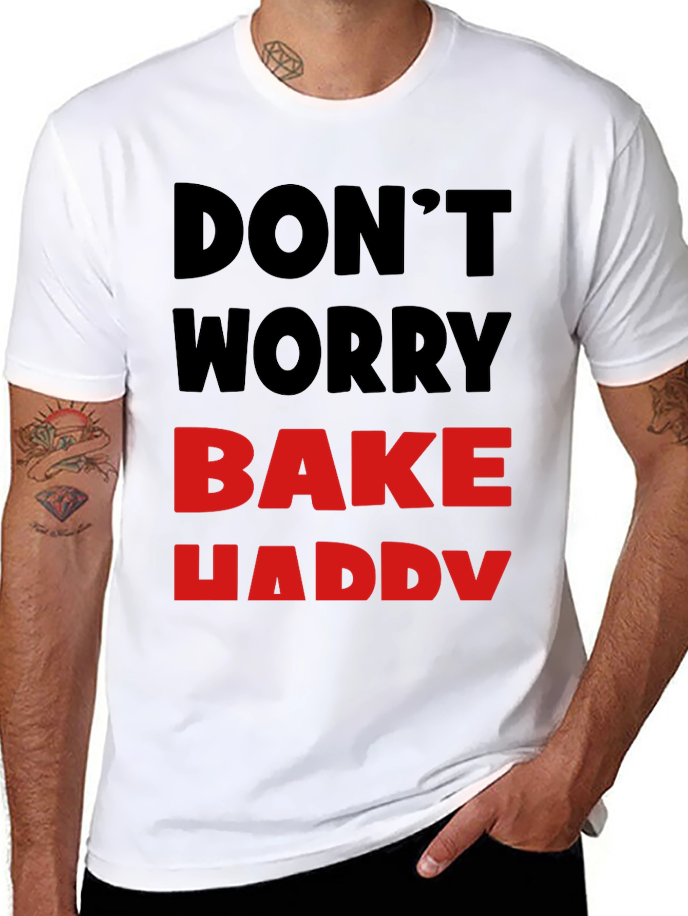 Black Don't Worry Bake Happy T-Shirt view 8