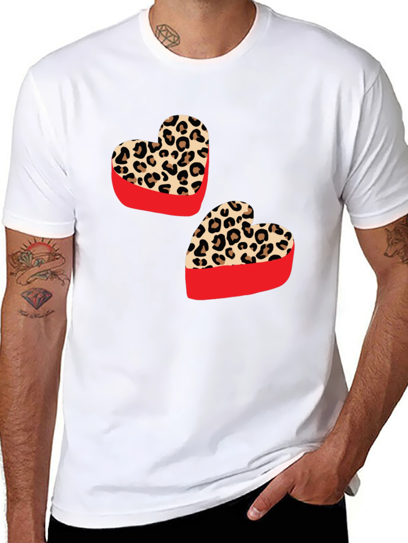 Black Leopard Heart Graphic Tee - Stylish Valentine's Day Shirt view 8