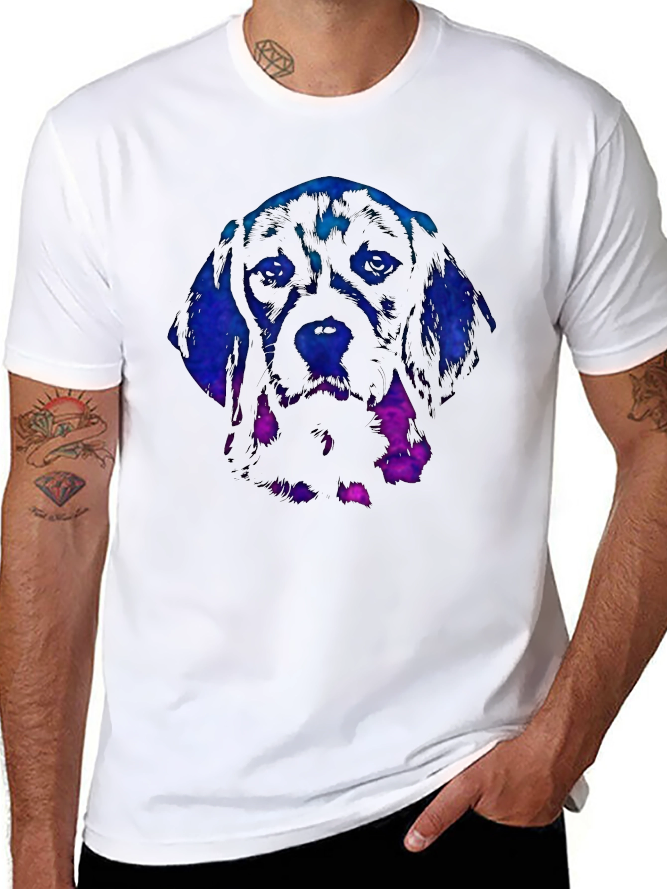 Black Galaxy Dog Graphic T-Shirt - Black view 8