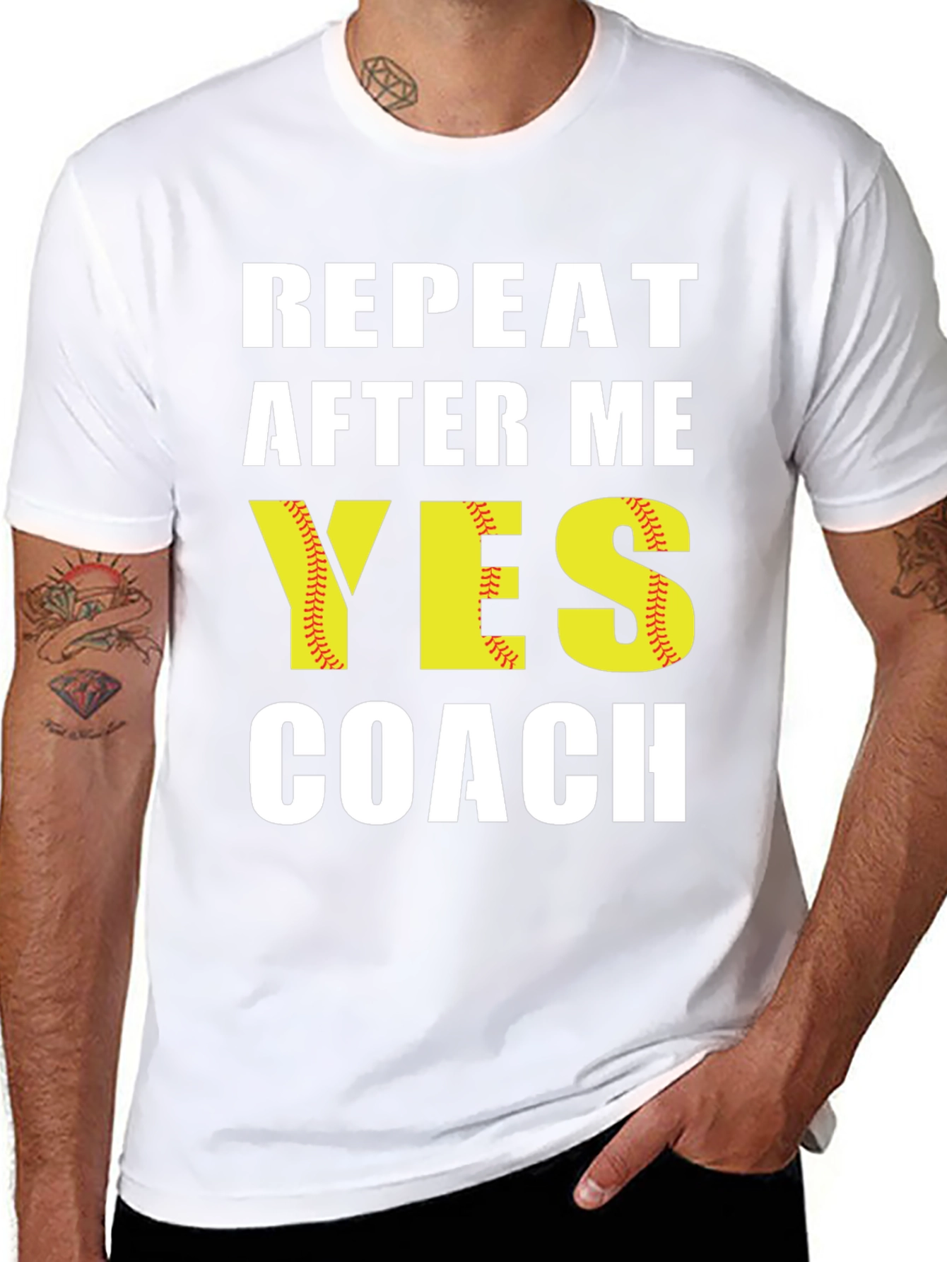 Black Repeat After Me Yes Coach T-Shirt view 8