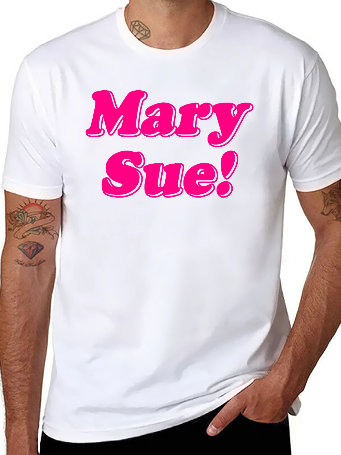 Black Mary Sue! Novelty Graphic Tee - Black Cotton T-Shirt view 8