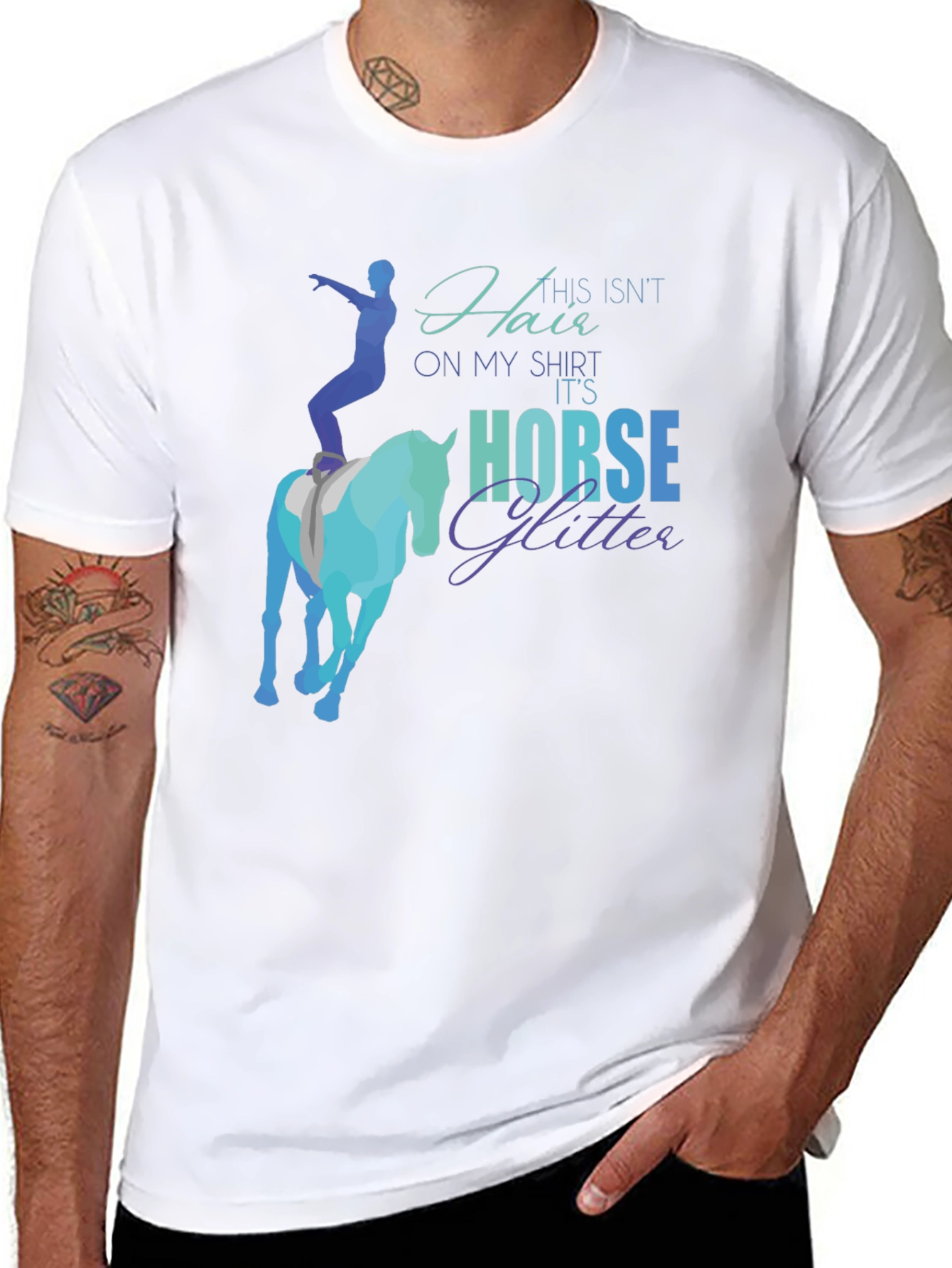 Black Horse Glitter Graphic T-Shirt - Equestrian Humor Tee view 8