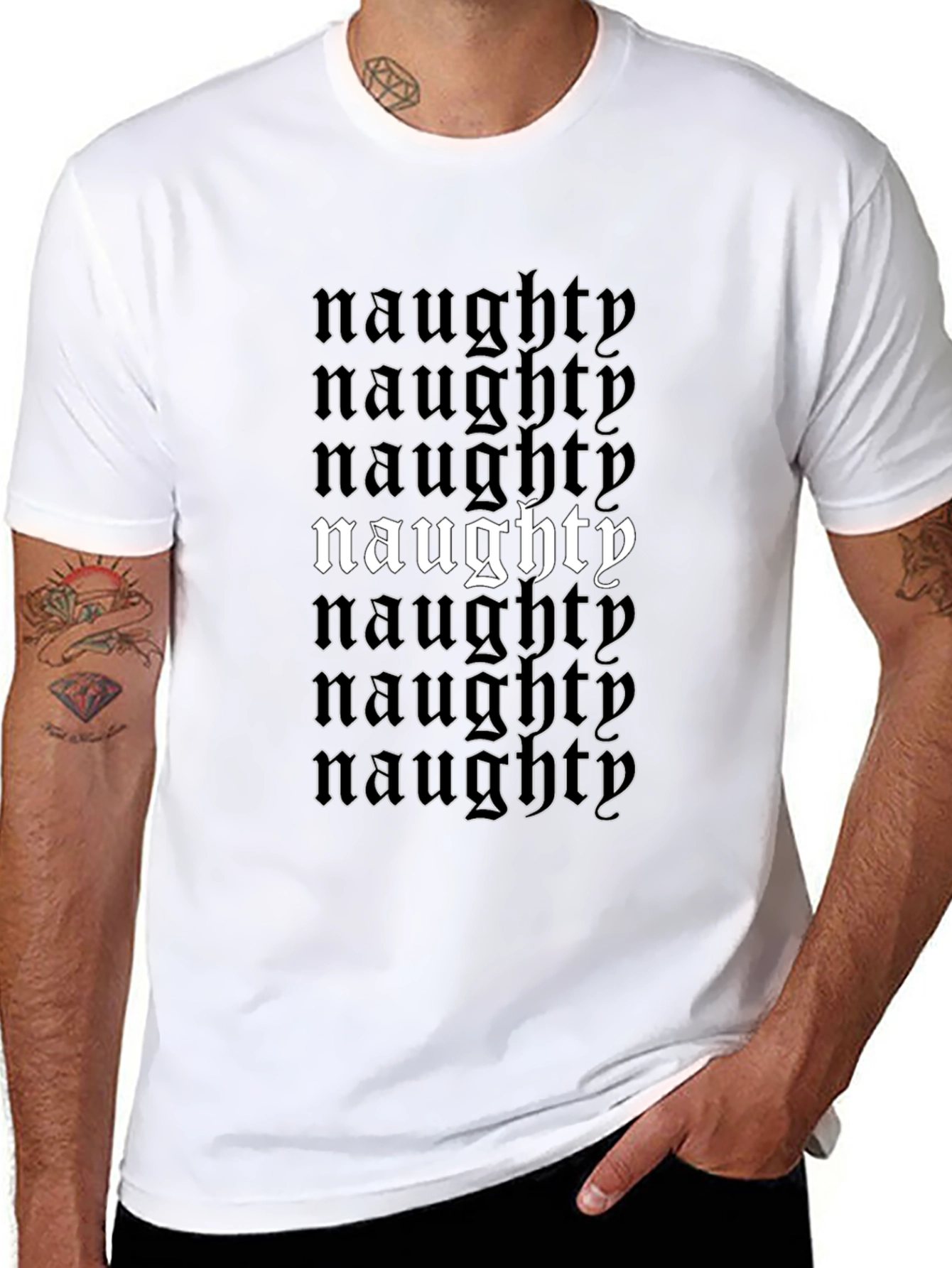 Black Naughty T-Shirt - Black Graphic Tee view 8
