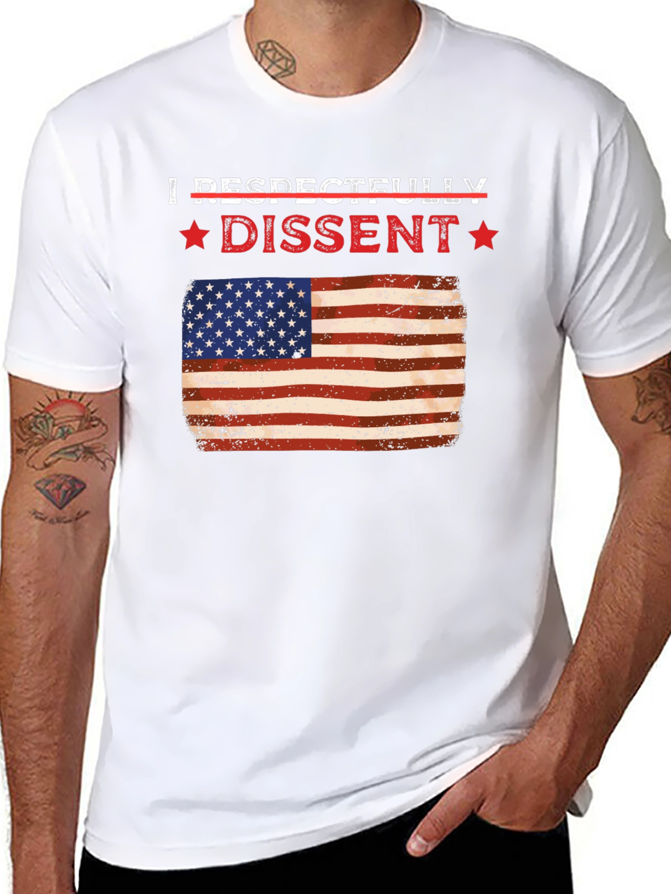 Black Respectfully Dissent USA Flag Graphic Tee view 8