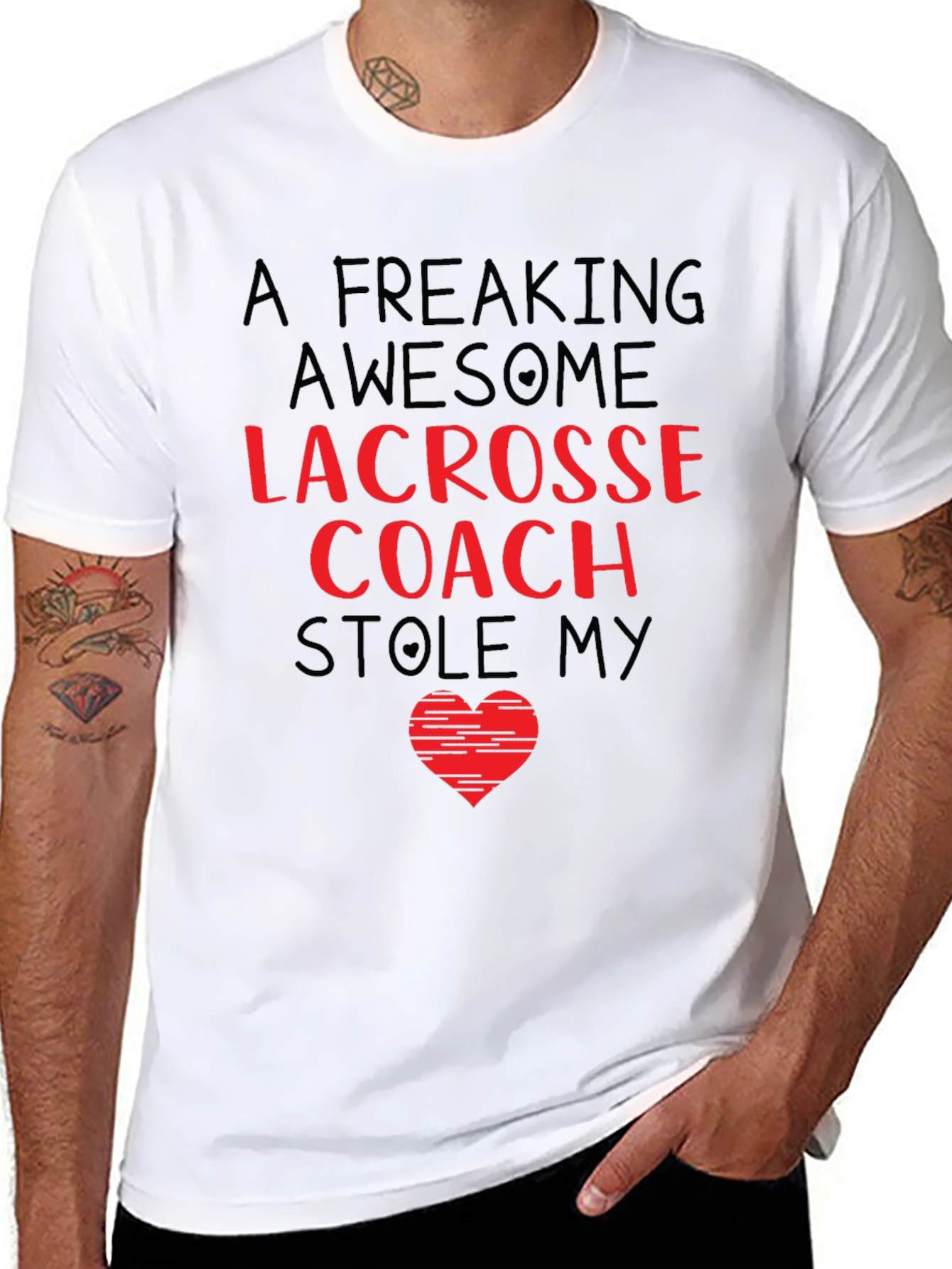 Black Awesome Lacrosse Coach Stole My Heart T-Shirt view 8