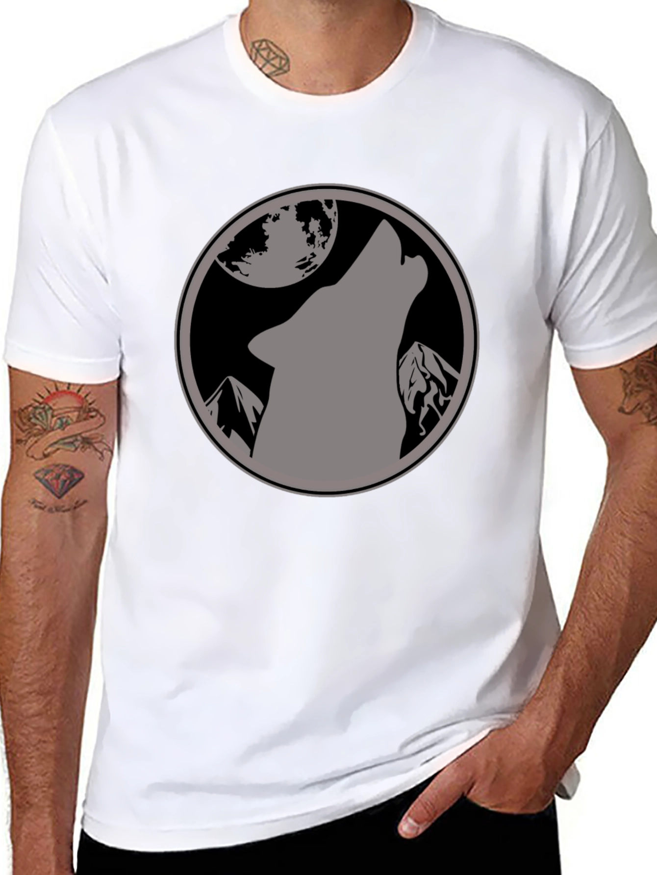 Black Wolf Moon Graphic T-Shirt - Black view 8