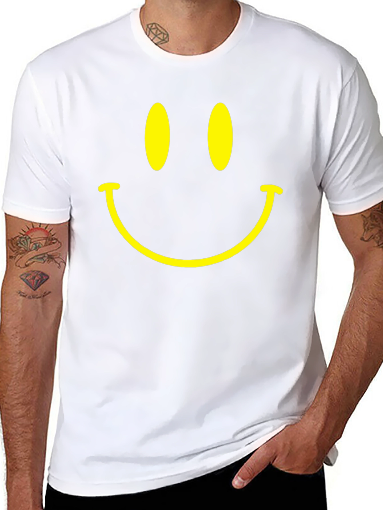 Black Smiley Face Graphic T-Shirt - Classic Happy Design view 8