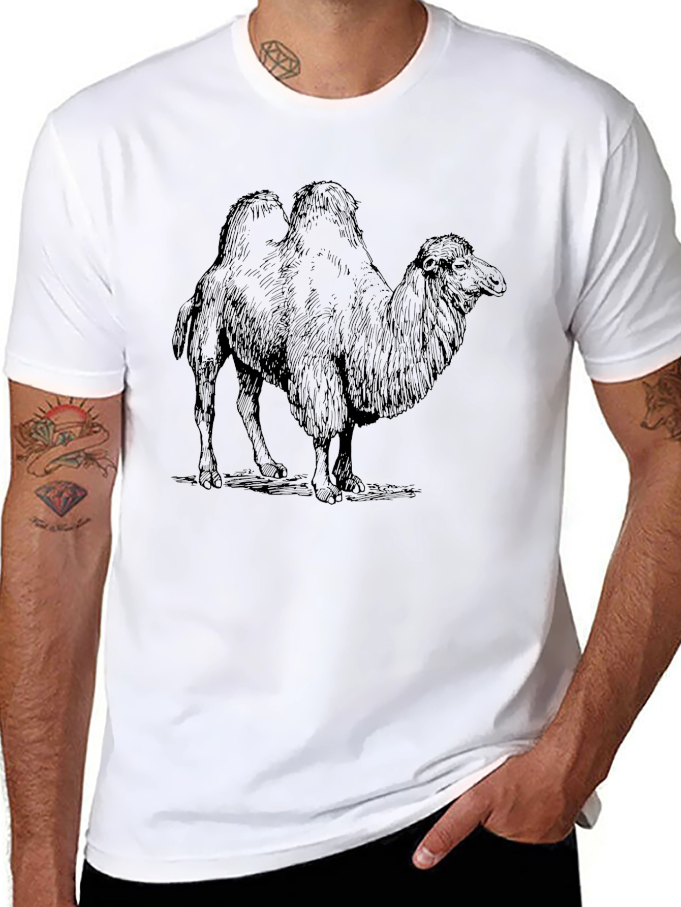 Black Camel Graphic Print Black T-Shirt view 8