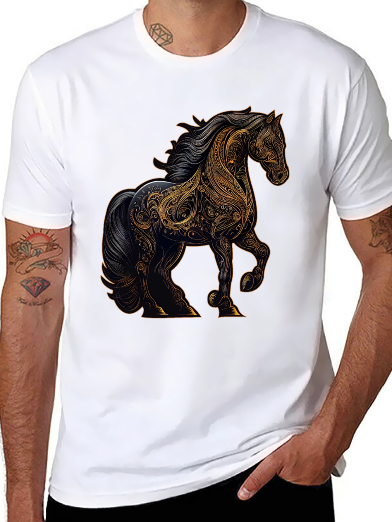 Black Majestic Horse Graphic Tee - Black view 8