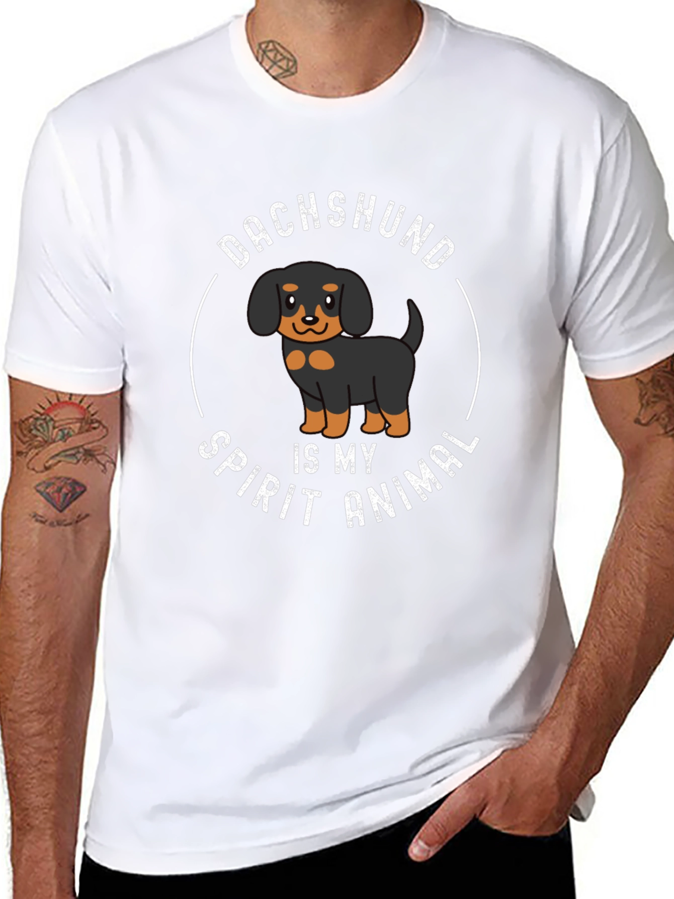 Black Dachshund Spirit Animal Black Graphic Tee view 8