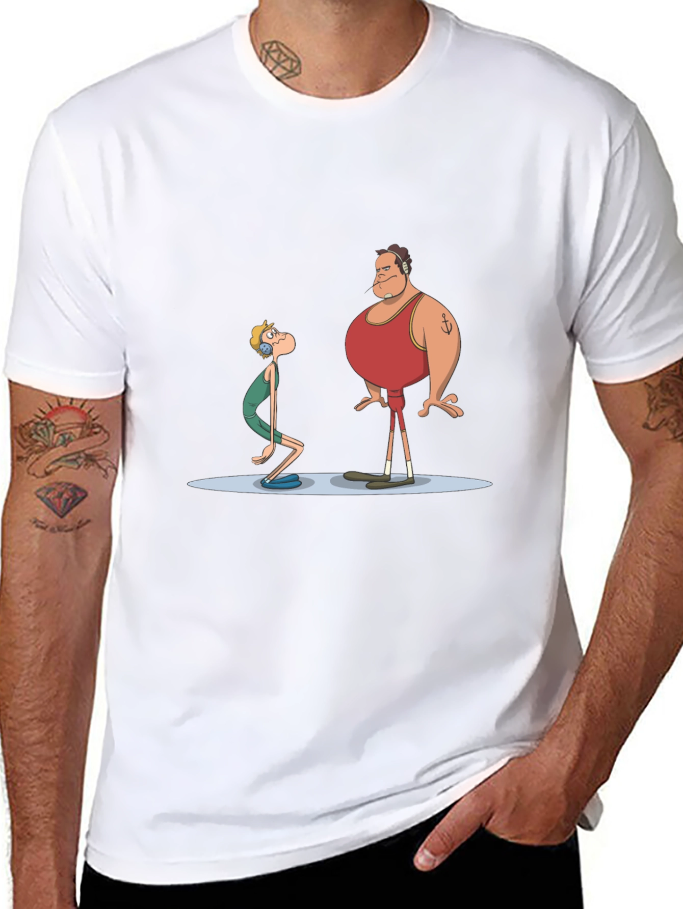 Black Cartoon Lifeguard Graphic Black T-Shirt view 8